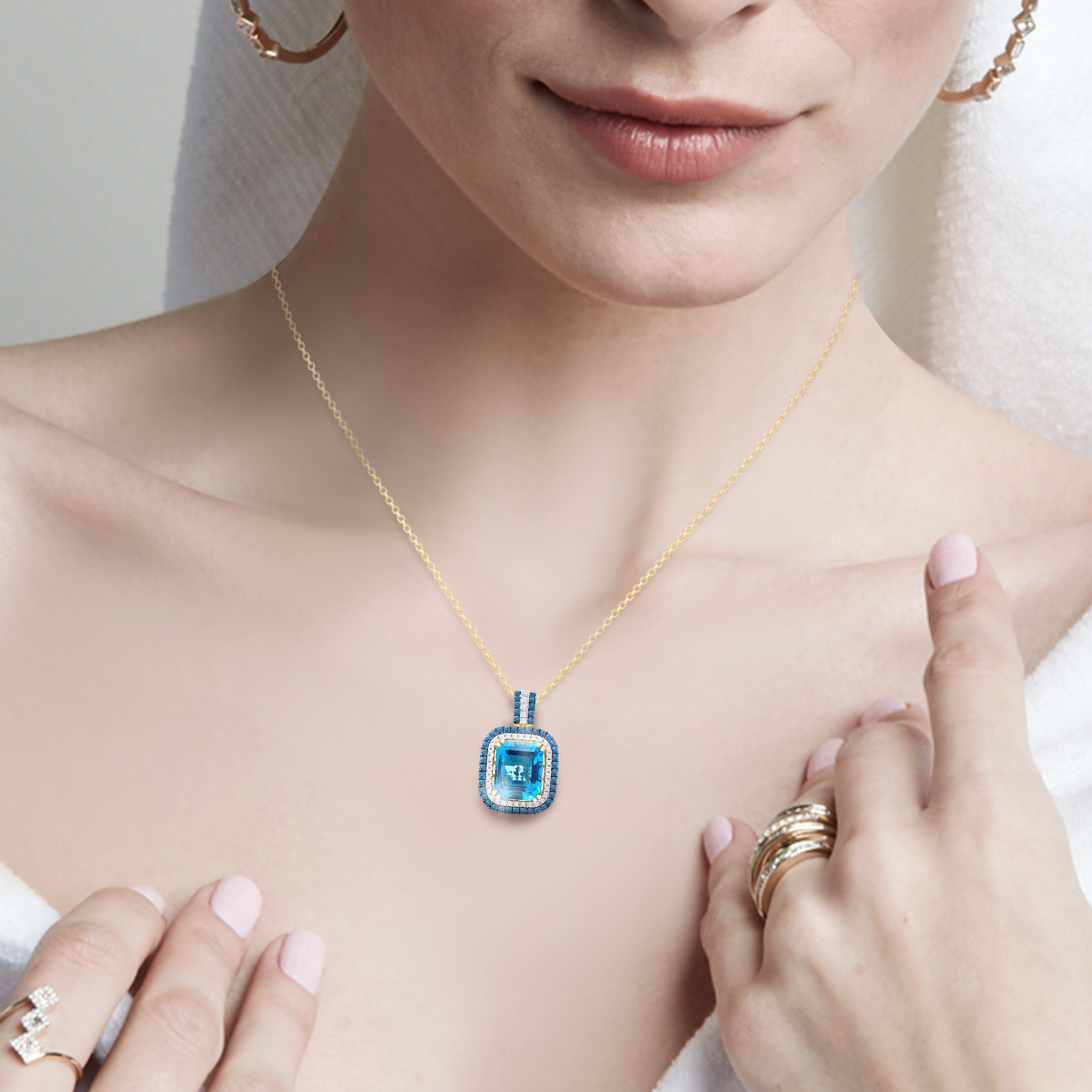 Sapphire and Blue Topaz Diamond Pendant BLUE TOPAZ