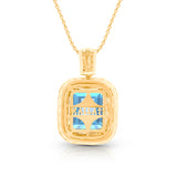 14kt Yellow Gold Blue Topaz with Blue & White Diamond Classic Pendant