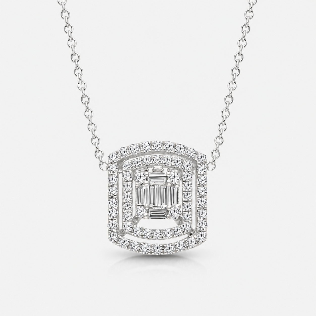 Baguette Diamond Shield Pendant White Diamond