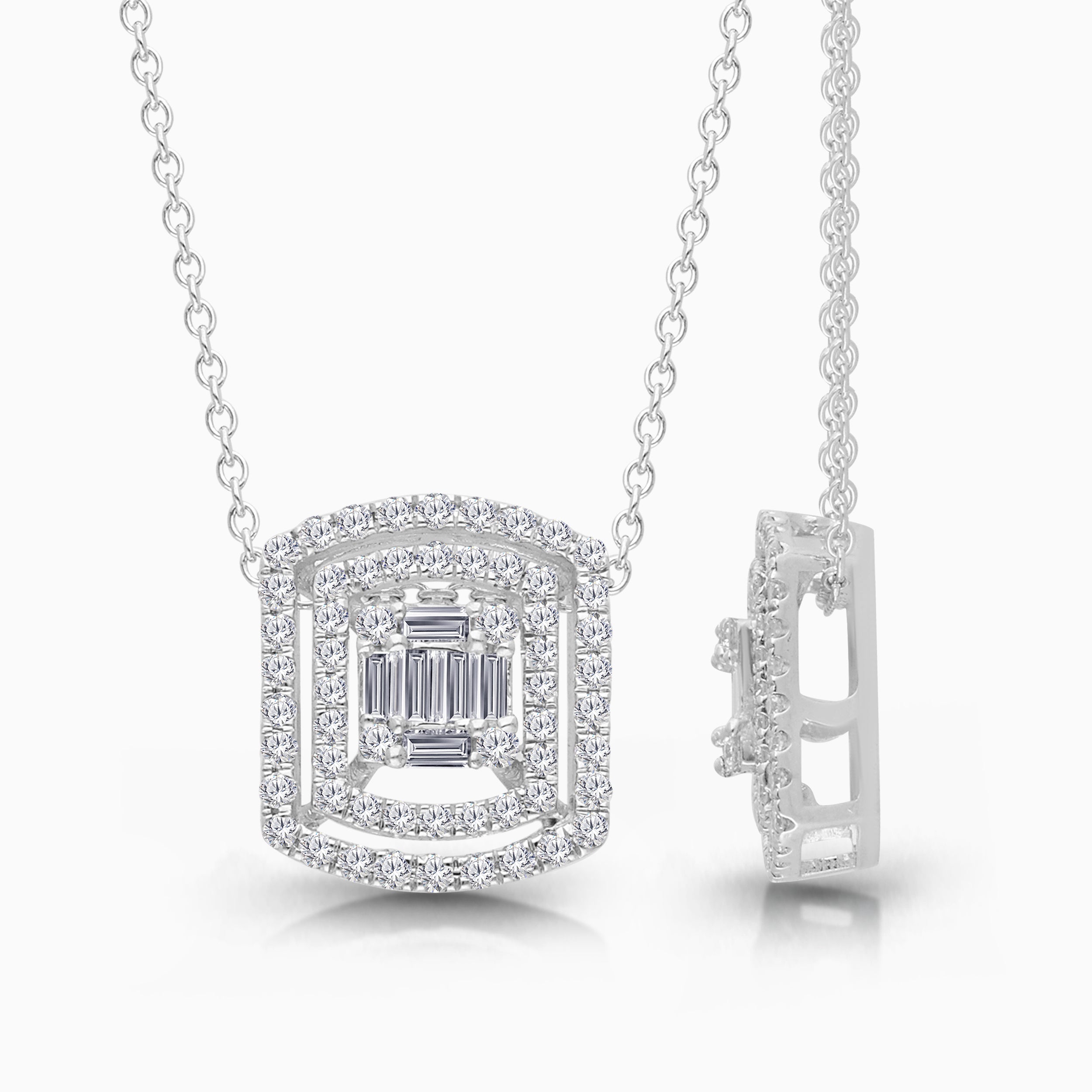 Baguette Diamond Shield Pendant