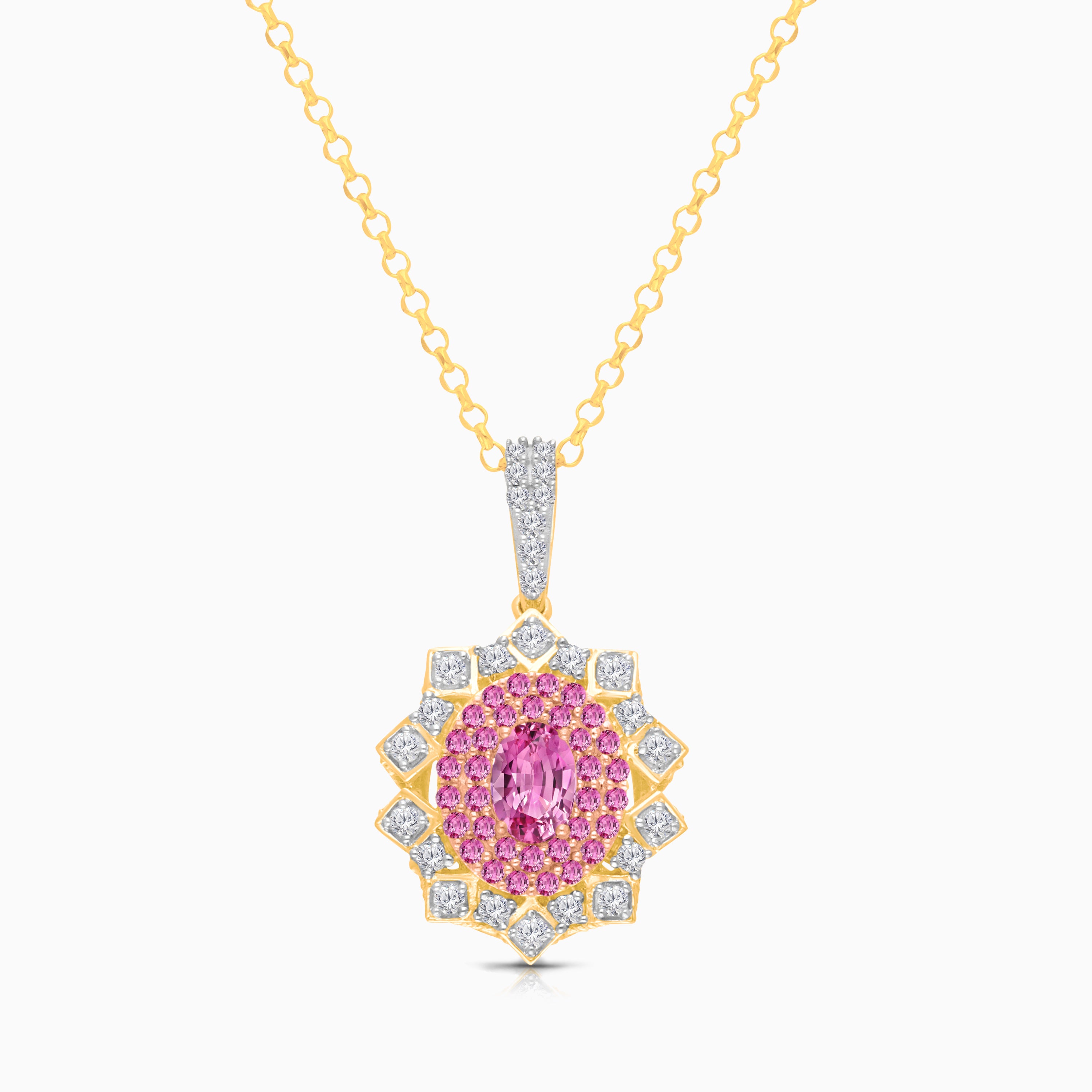 Pink Mirror Sapphire & Diamond Necklace