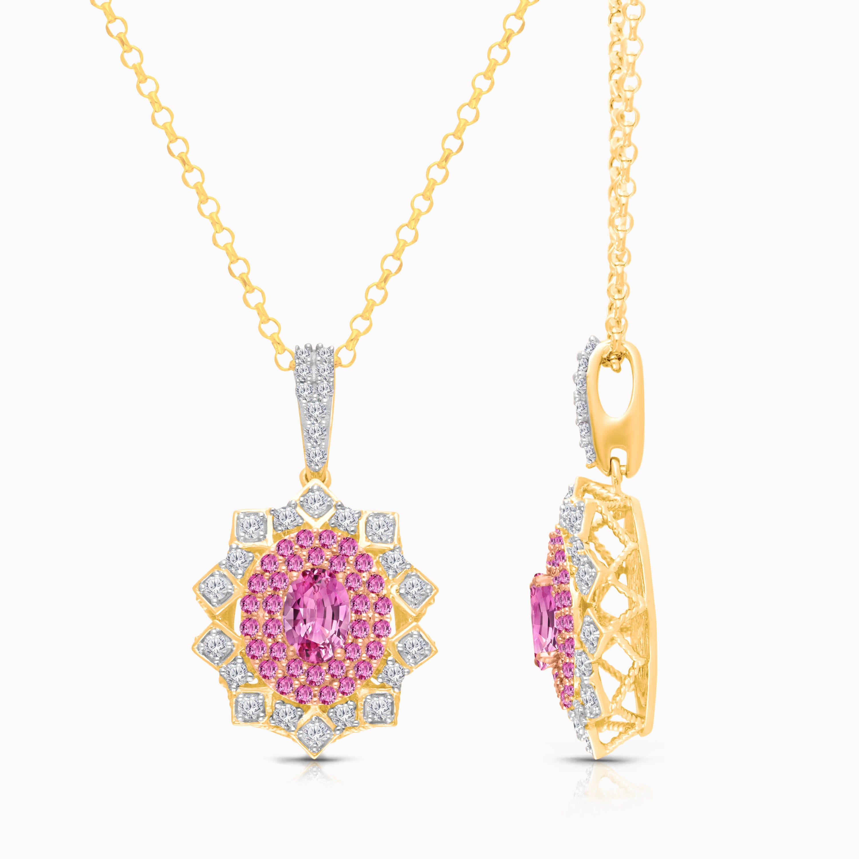 Pink Mirror Sapphire & Diamond Necklace