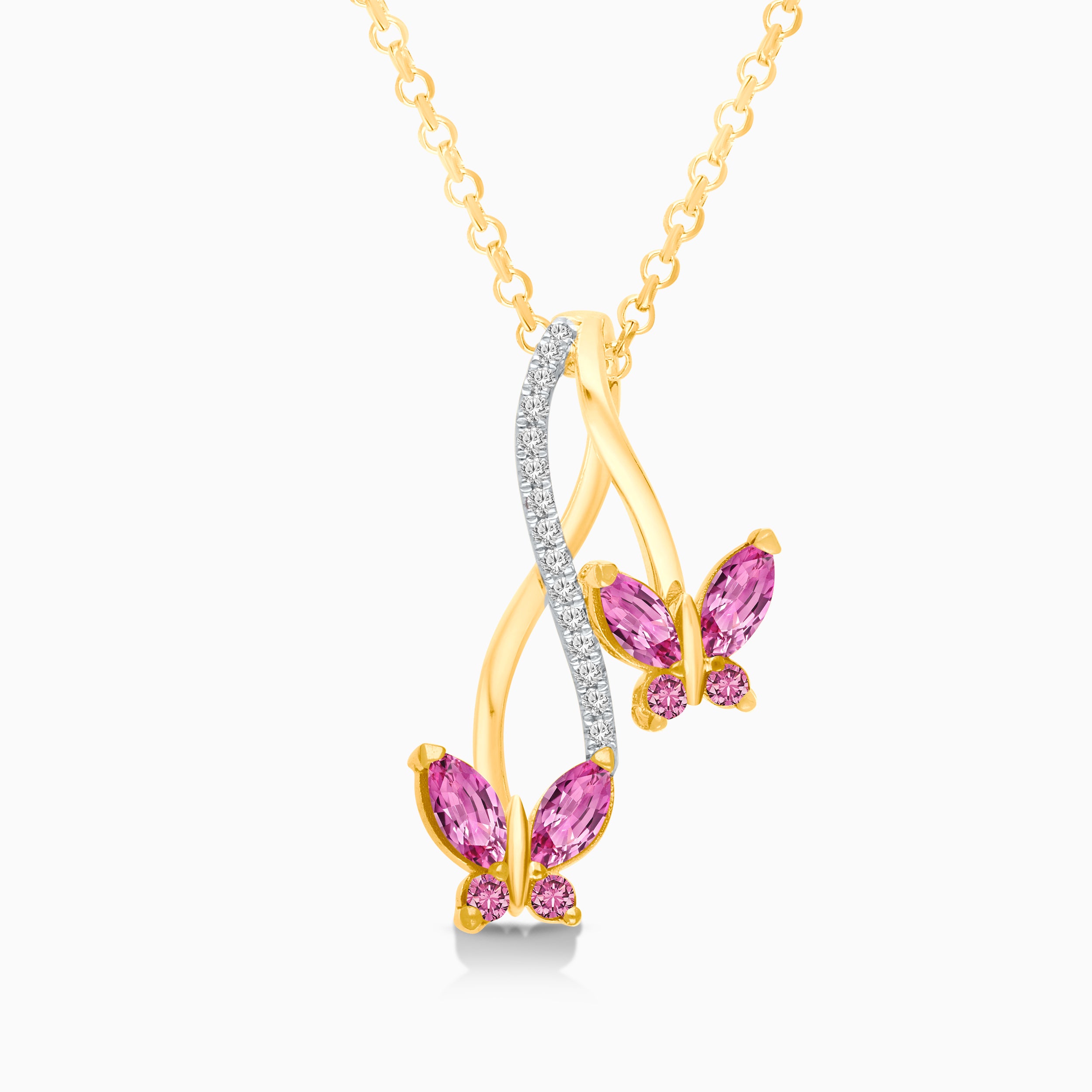 Flying High Pink Sapphire Butterfly Necklace