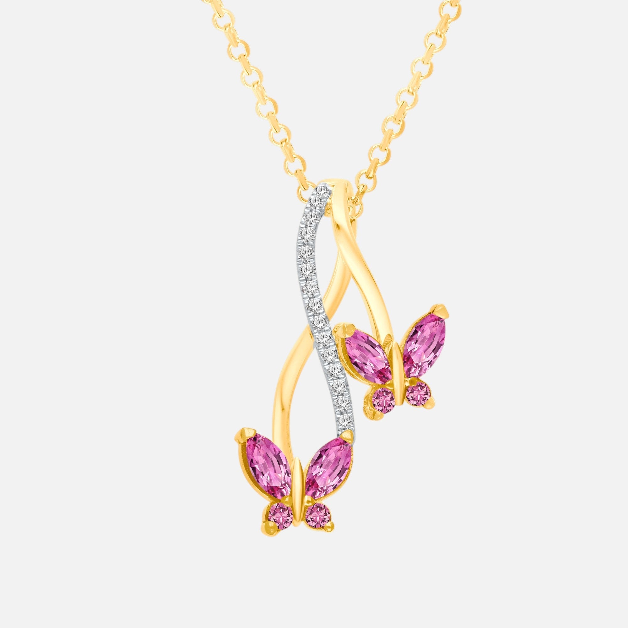 Flying High Pink Sapphire Butterfly Necklace Pink Sapphire