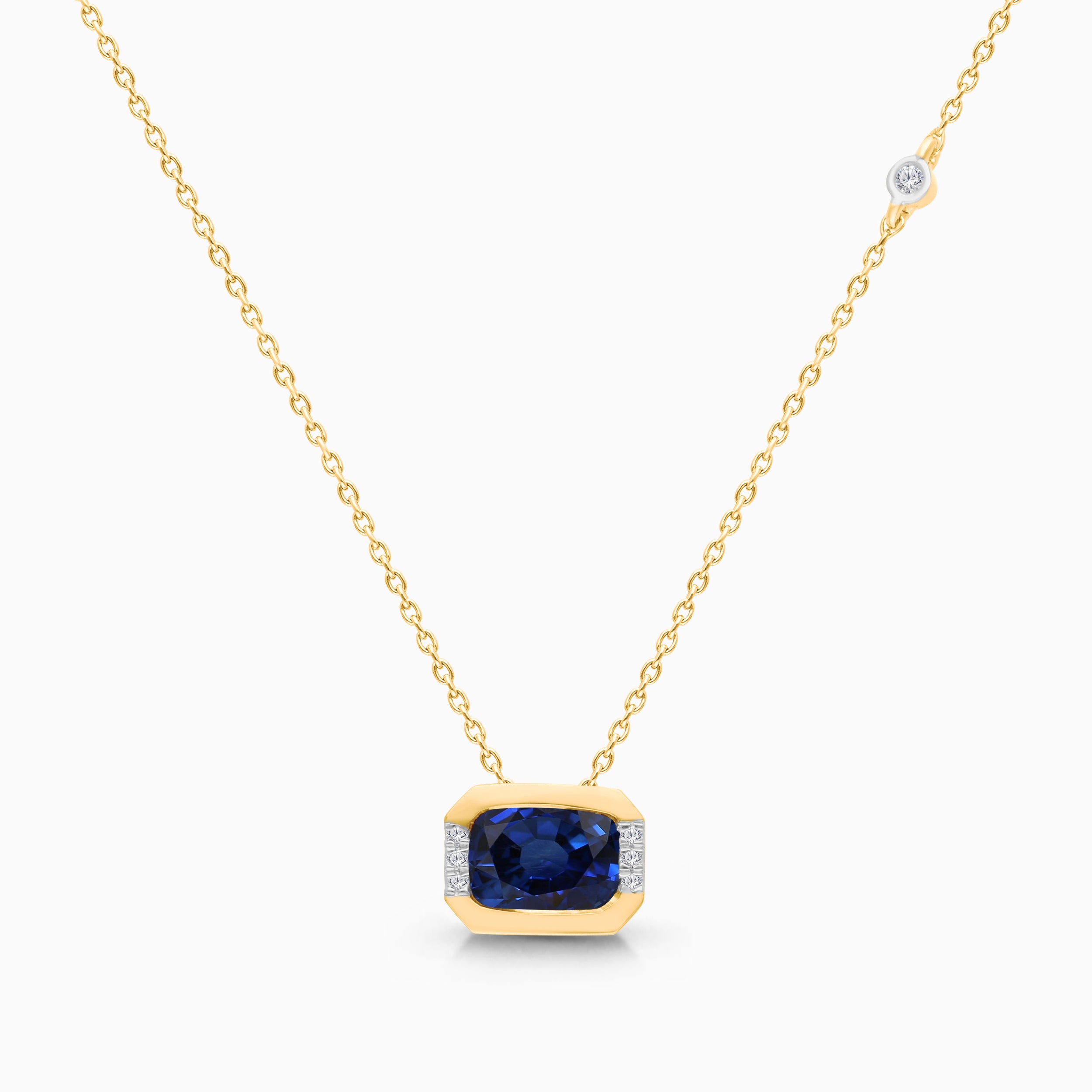 Sapphire Bezel Pendant Necklace