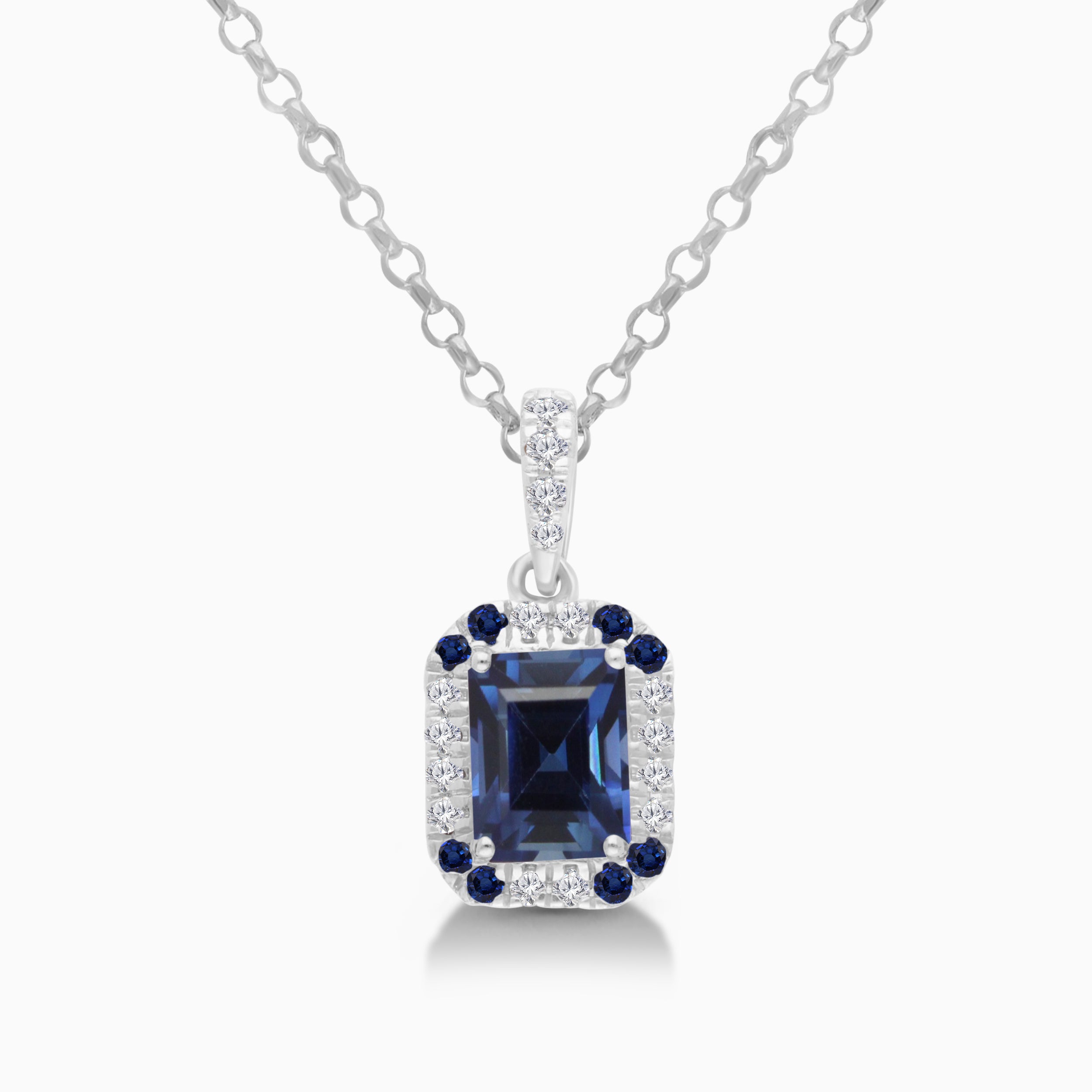 Mirrored Blue Sapphire & Diamond Pendant