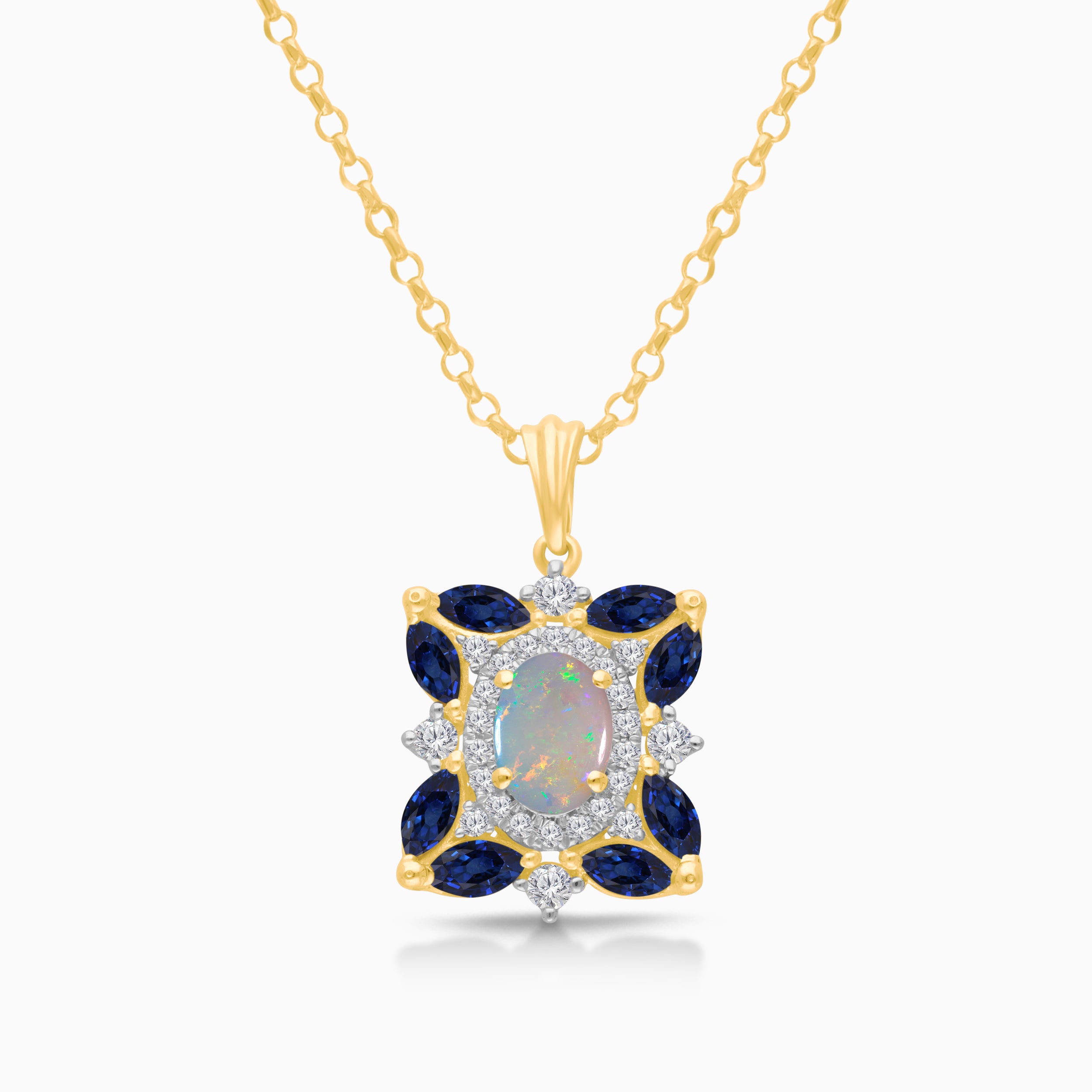 Opal Bloom Blue Sapphire & Diamond Necklace