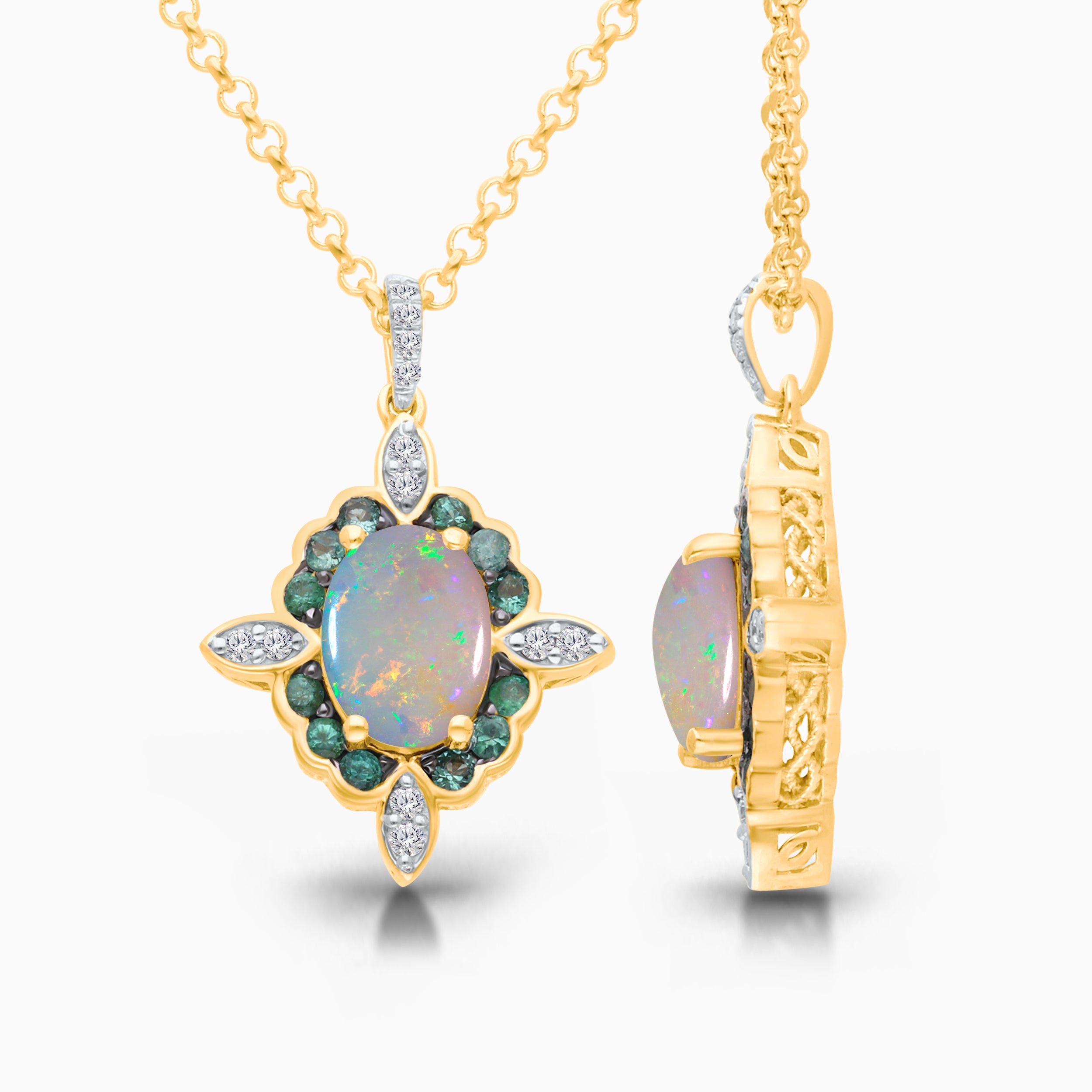 Ethereal Garden Opal & Emerald Necklace