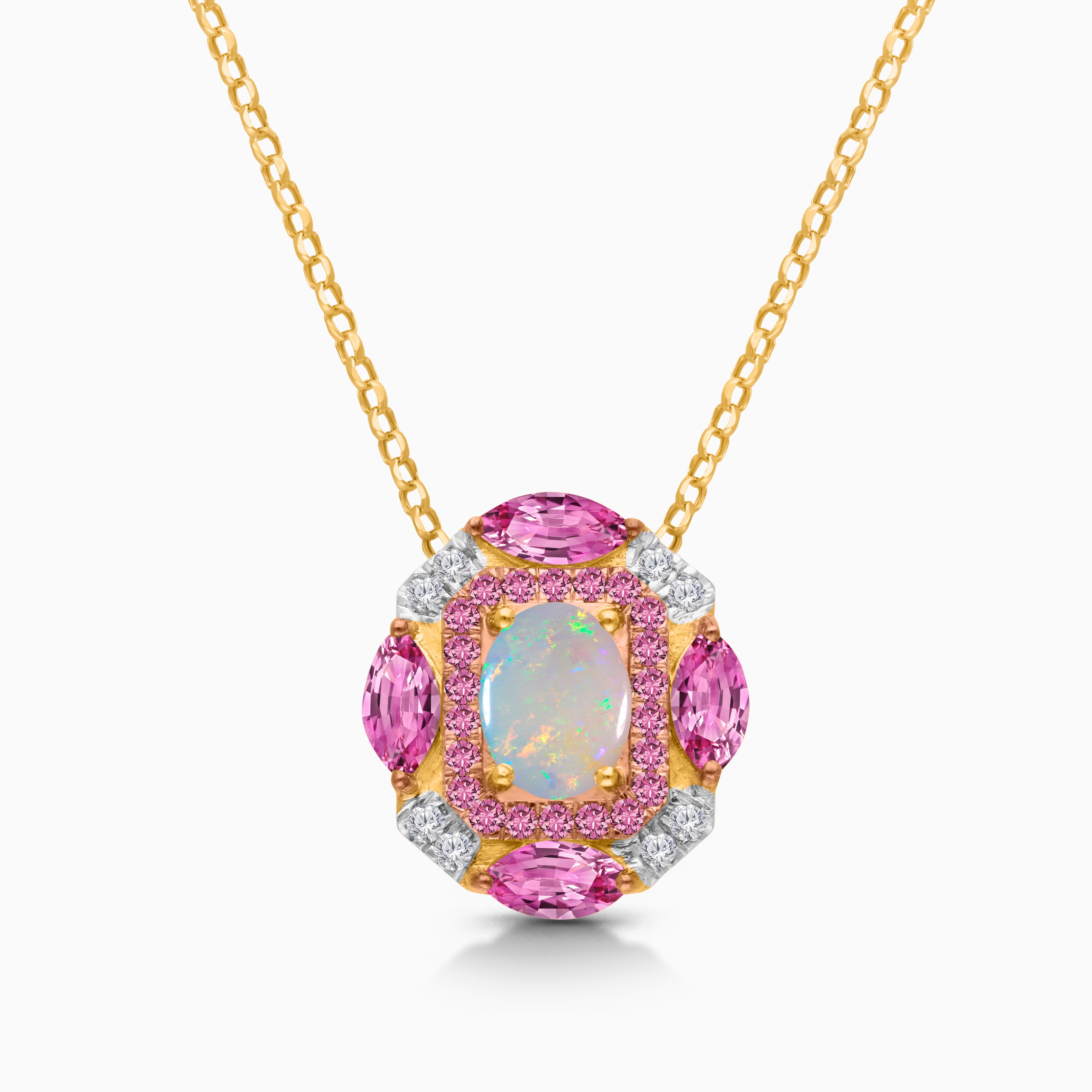 Pink Stardust Opal & Sapphire Necklace