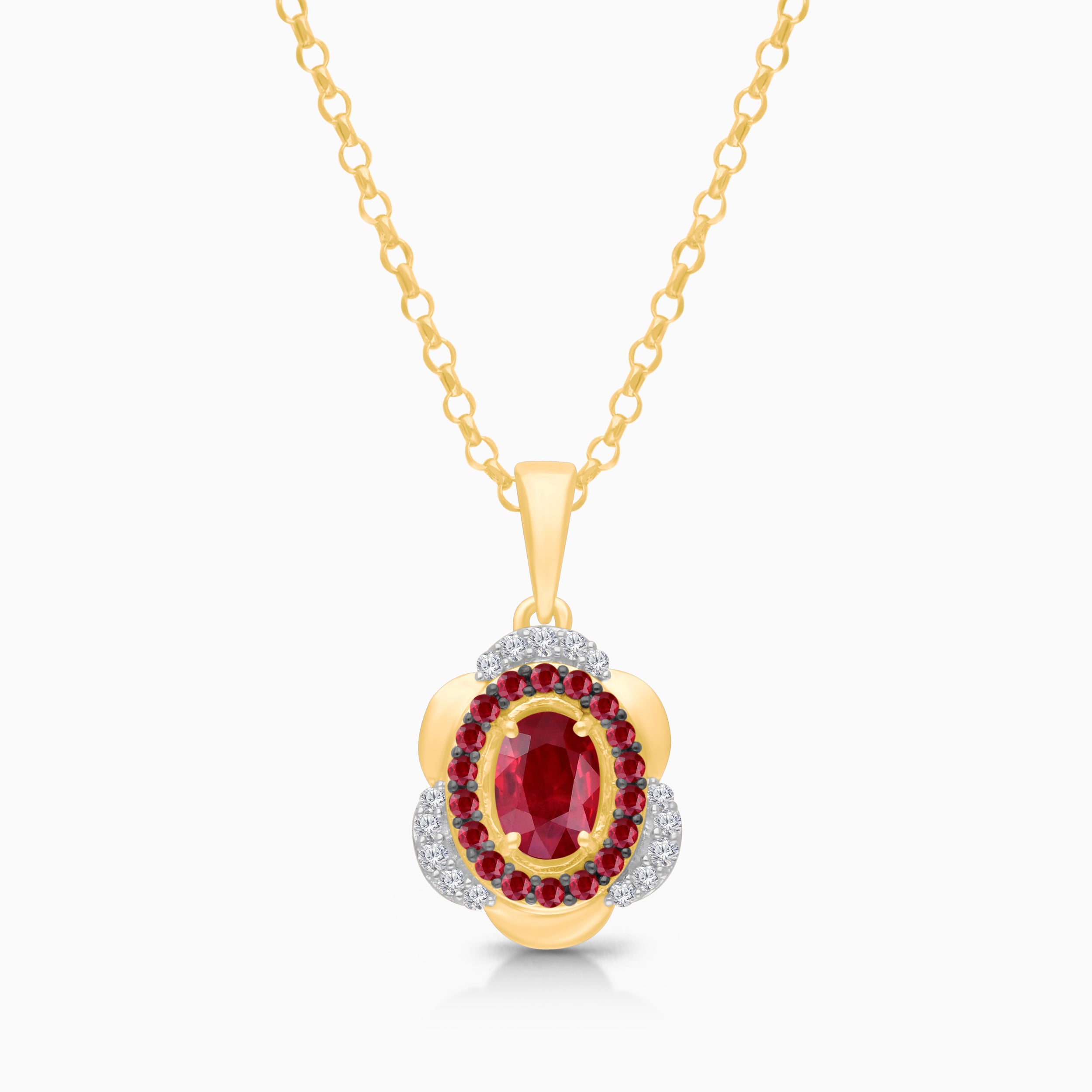 Trio Cluster Ruby Pendant