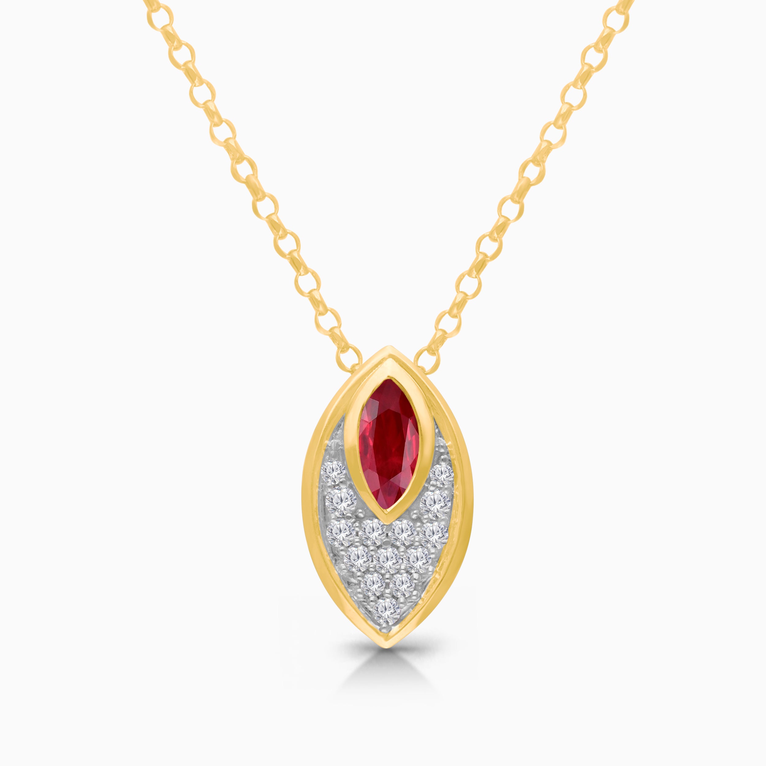 Dual Marquise Diamond & Ruby Necklace