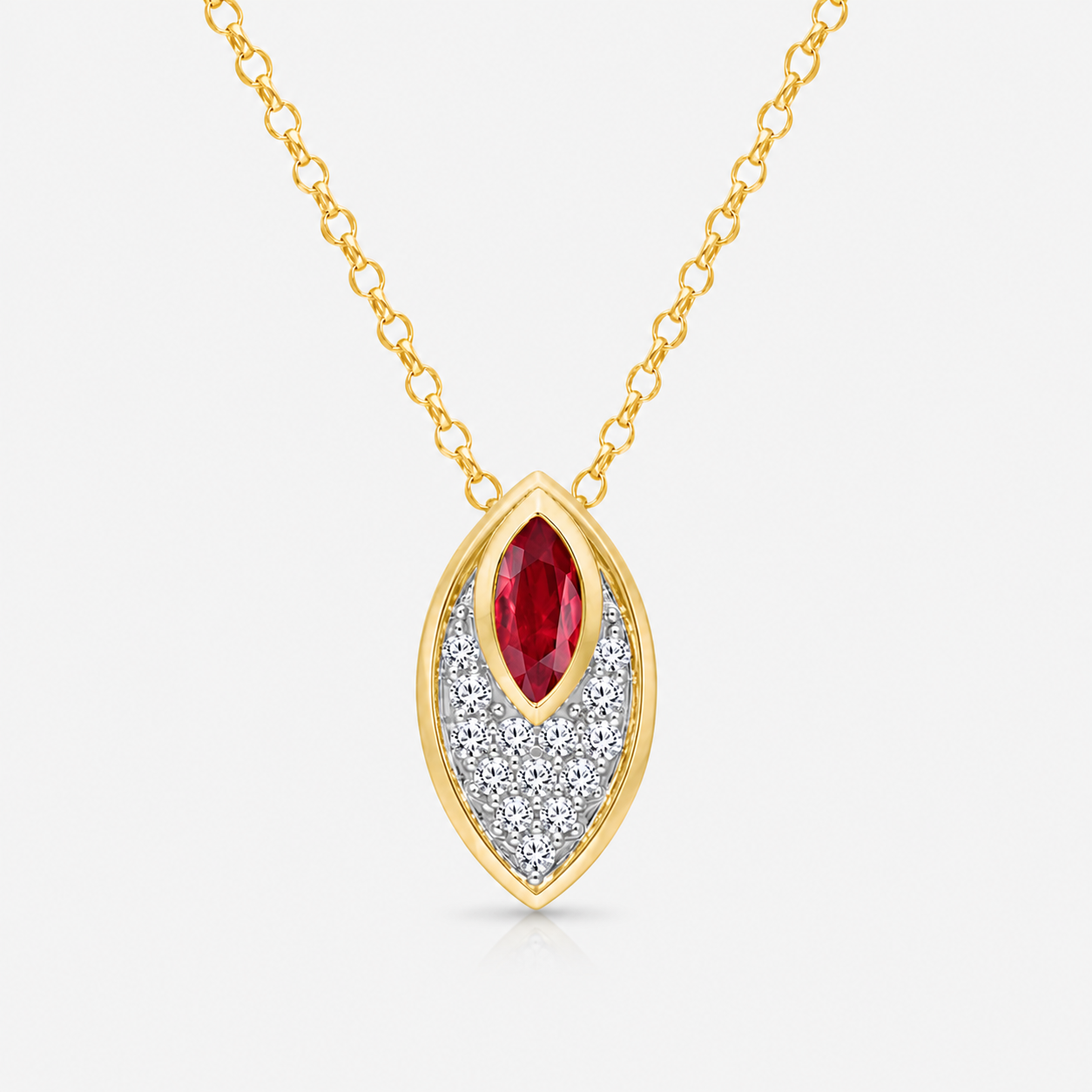 Dual Marquise Diamond & Ruby Necklace Ruby