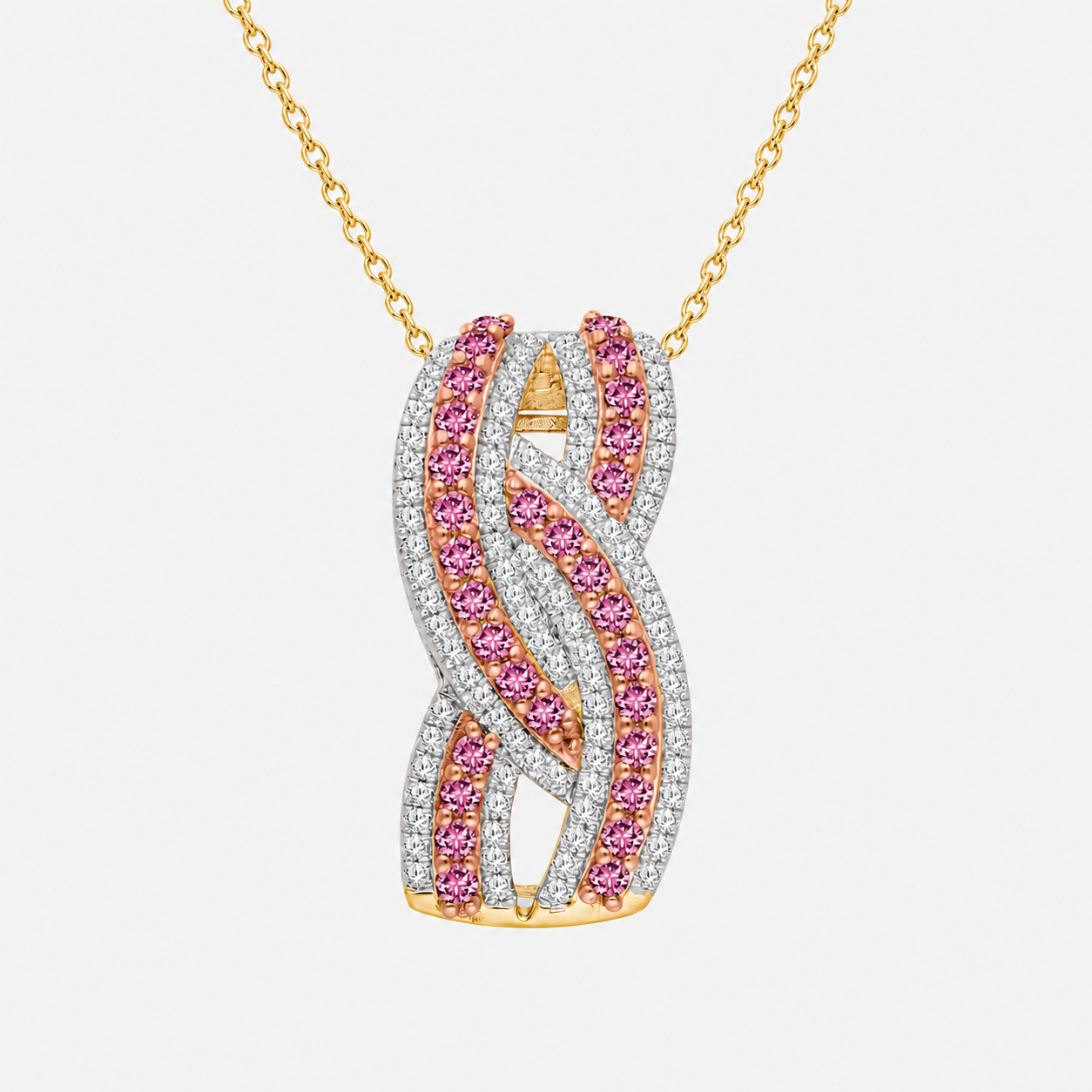 Infinity Pink Sapphire & Diamond Necklace Pink Sapphire