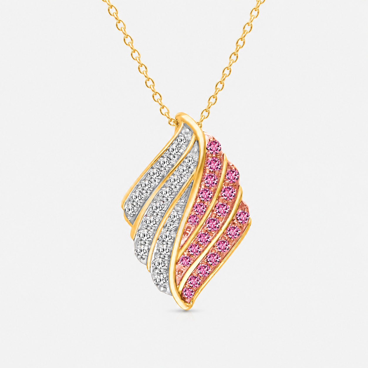 Dualing Feather Pink Sapphire Necklace Pink Sapphire
