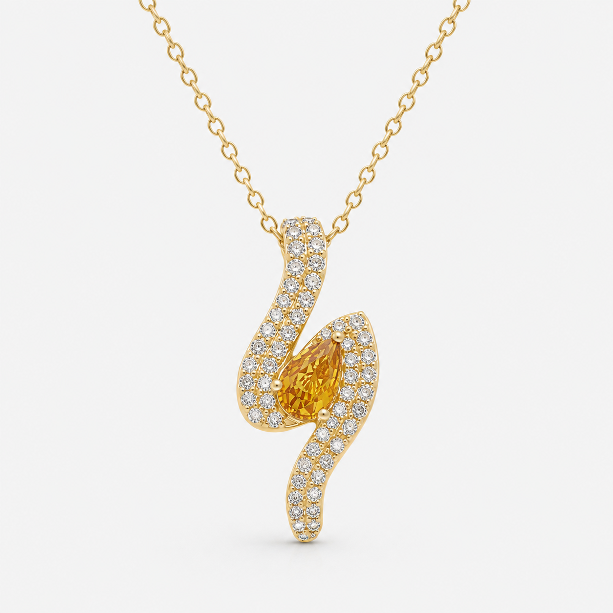 Golden Wave Diamond Necklace