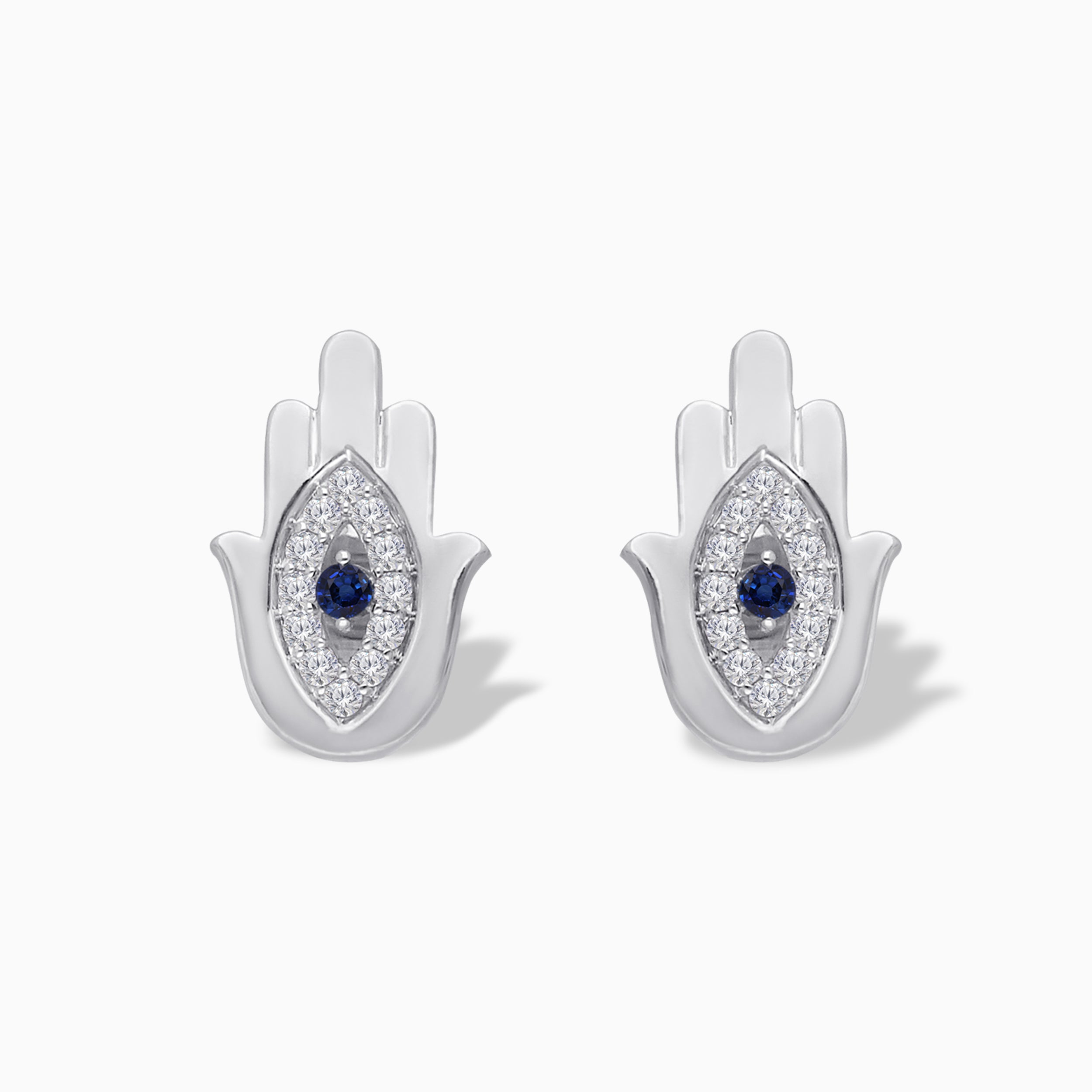 Hamsa evil eye diamond studs