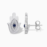 Hamsa evil eye diamond studs