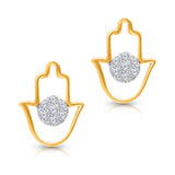 Two Tone Gold Diamond Hamsa Earrings ETERNAL