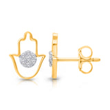 Two Tone Gold Diamond Hamsa Earrings ETERNAL