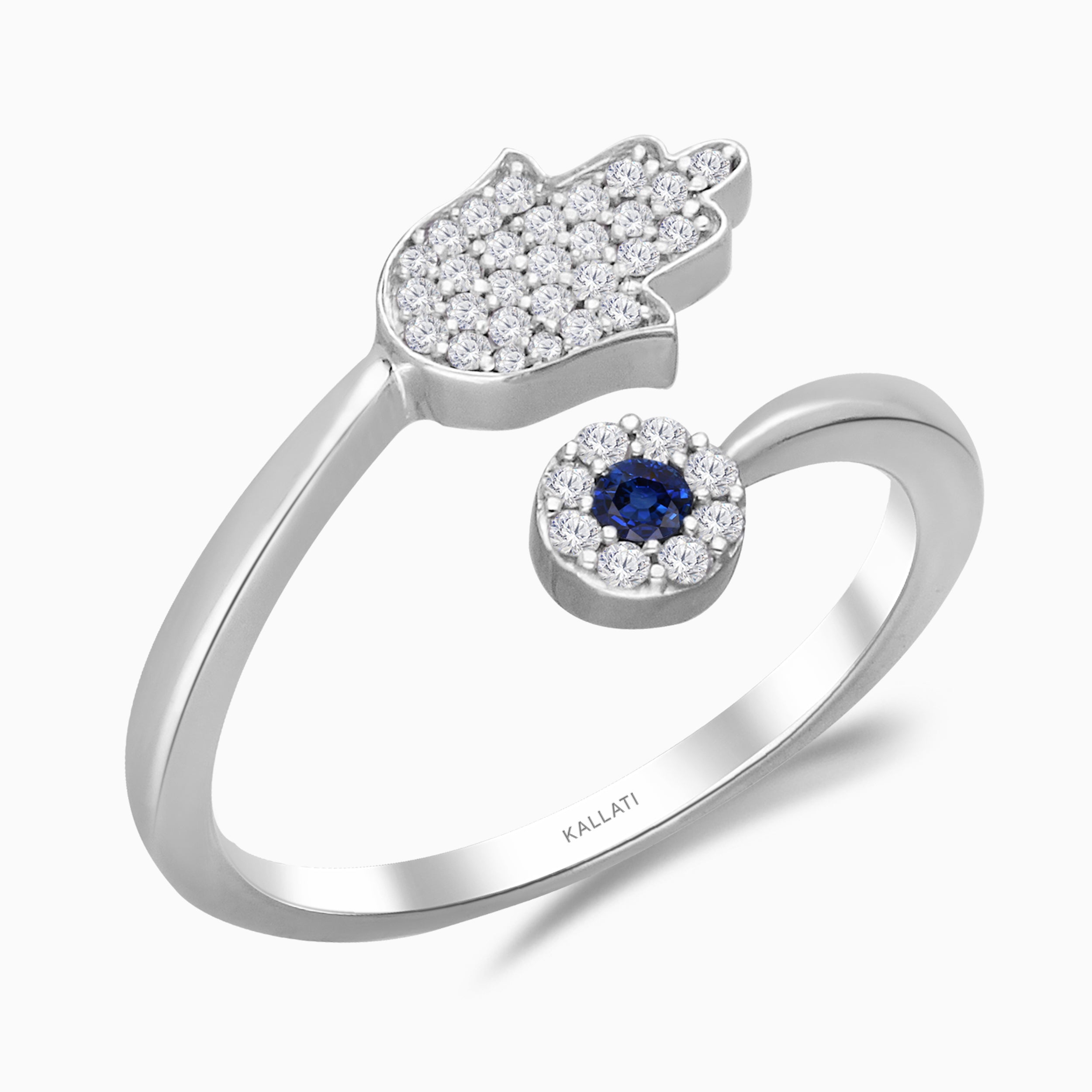 Evil eye and Hamsa open Ring