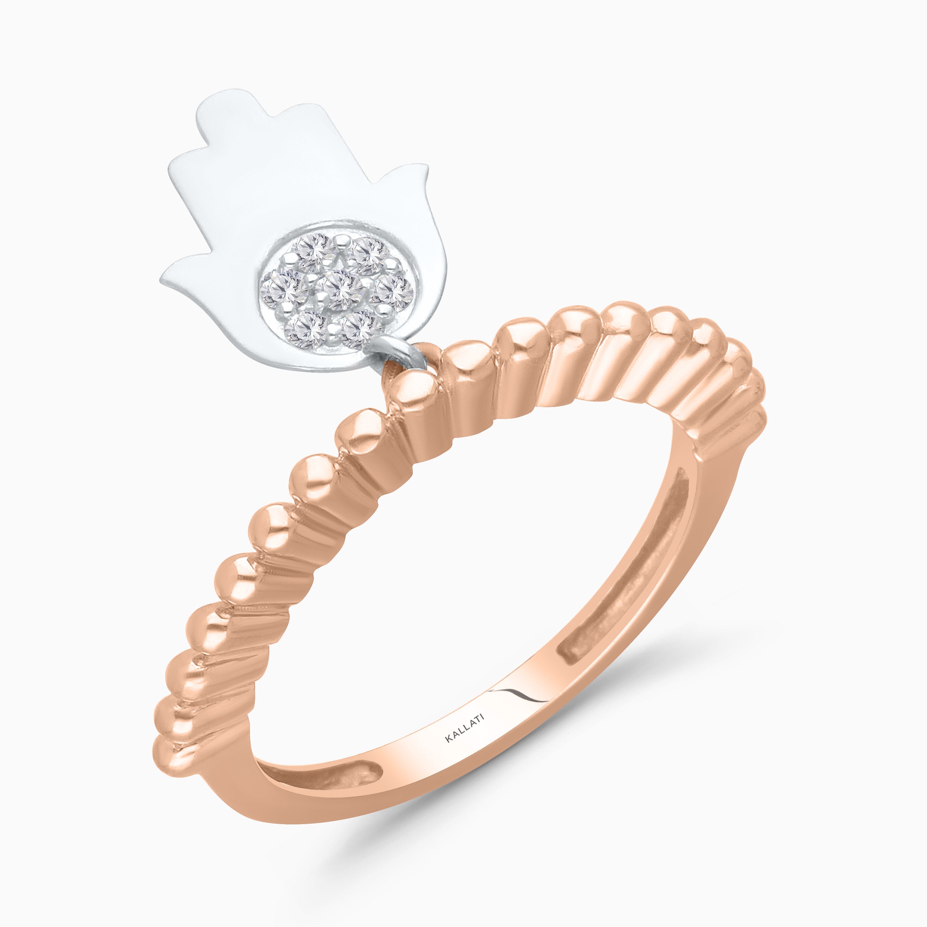 Dual Tone Dangle Hamsa Ring