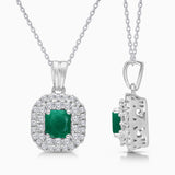 Cushion Cut Emerald & Diamond Necklace Emerald