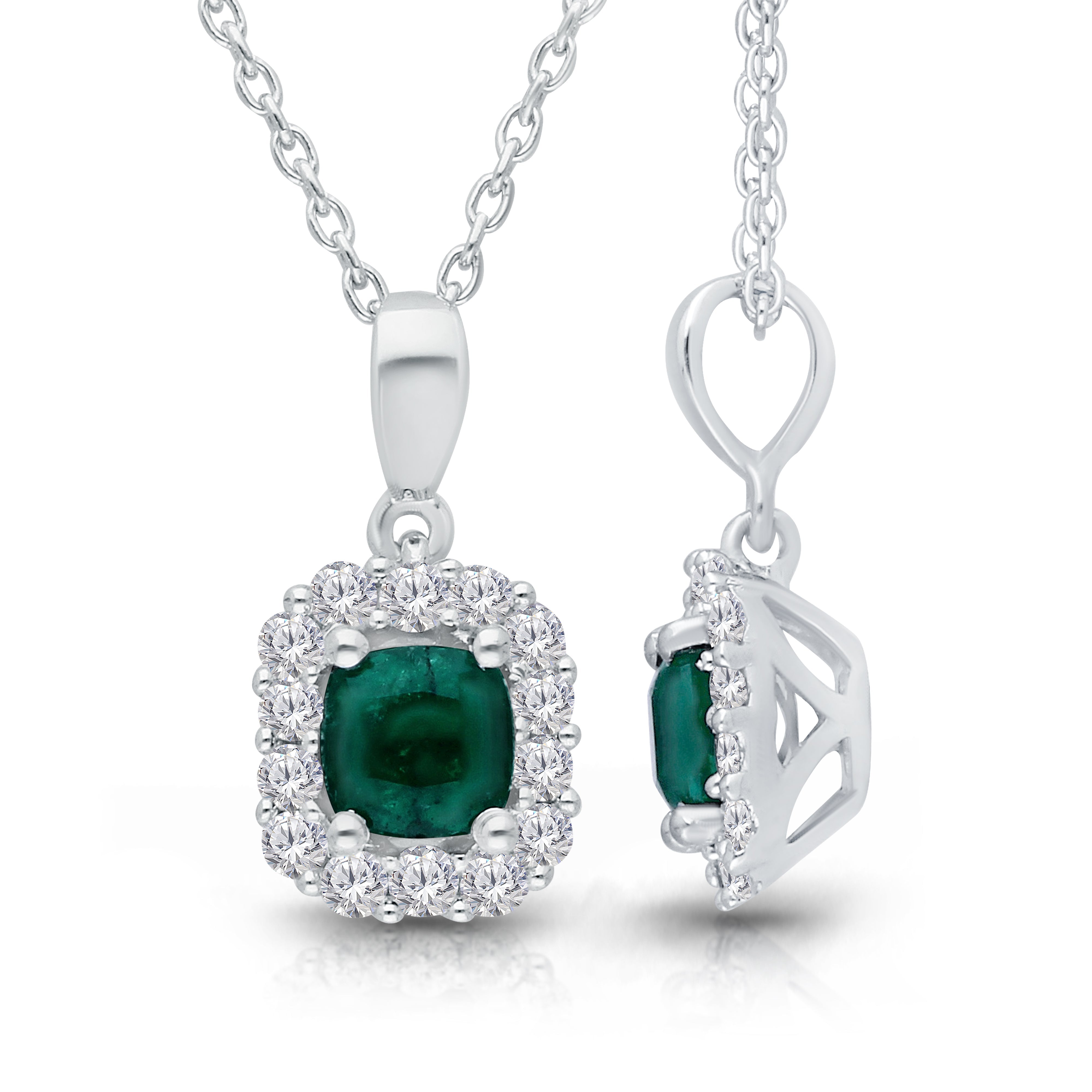 White Gold Emerald & Diamond Heirloom Pendant HEIRLOOM