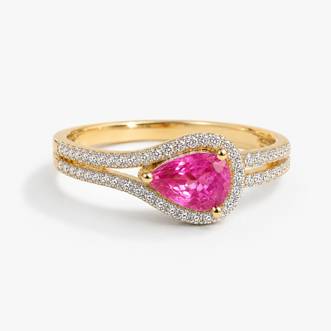 Budding Pink Sapphire Solitare Ring Pink Sapphire