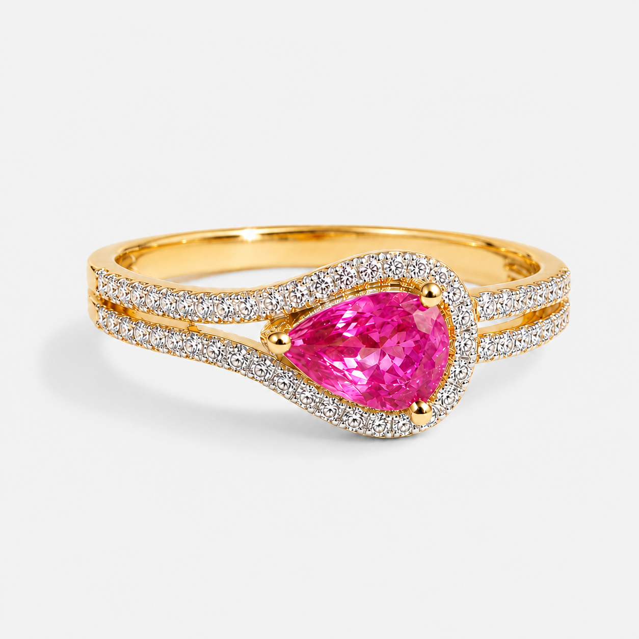 Budding Pink Sapphire Solitare Ring Pink Sapphire