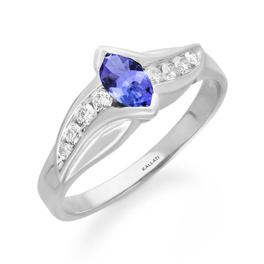 White Gold Tanzanite & Diamond Heirloom Ring