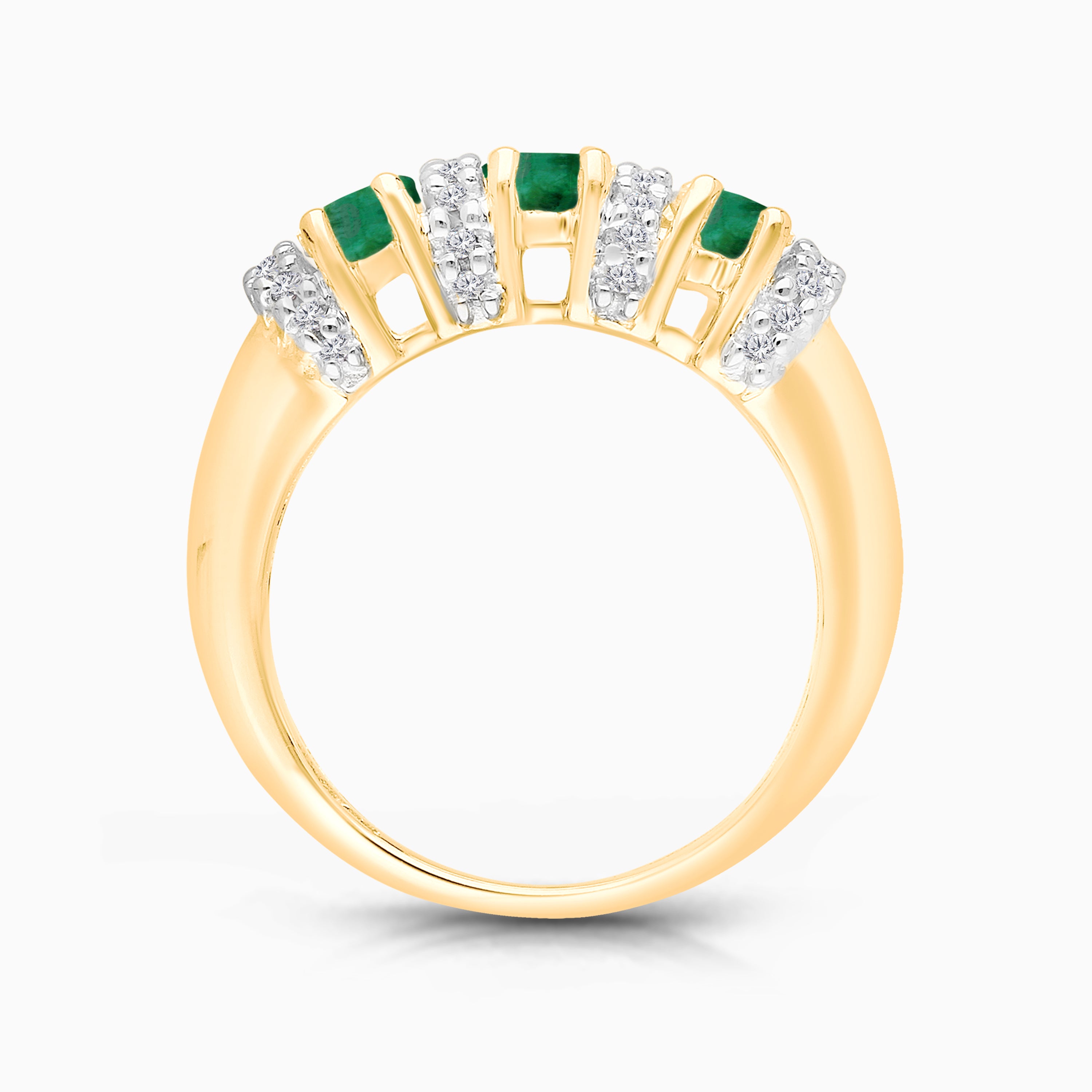 Bold Trio Emerald & Diamond Ring