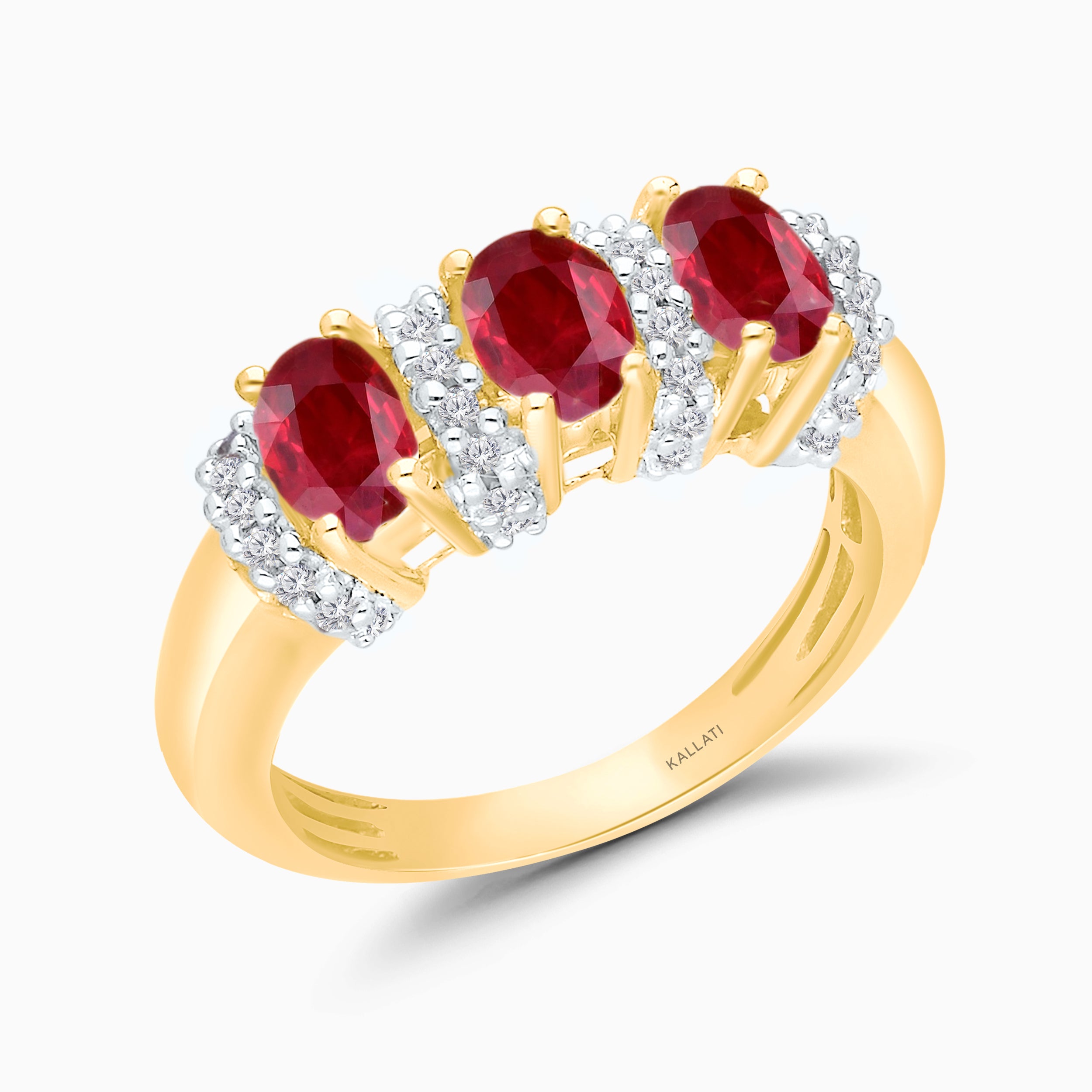 Bold Trio Ruby & Diamond Ring