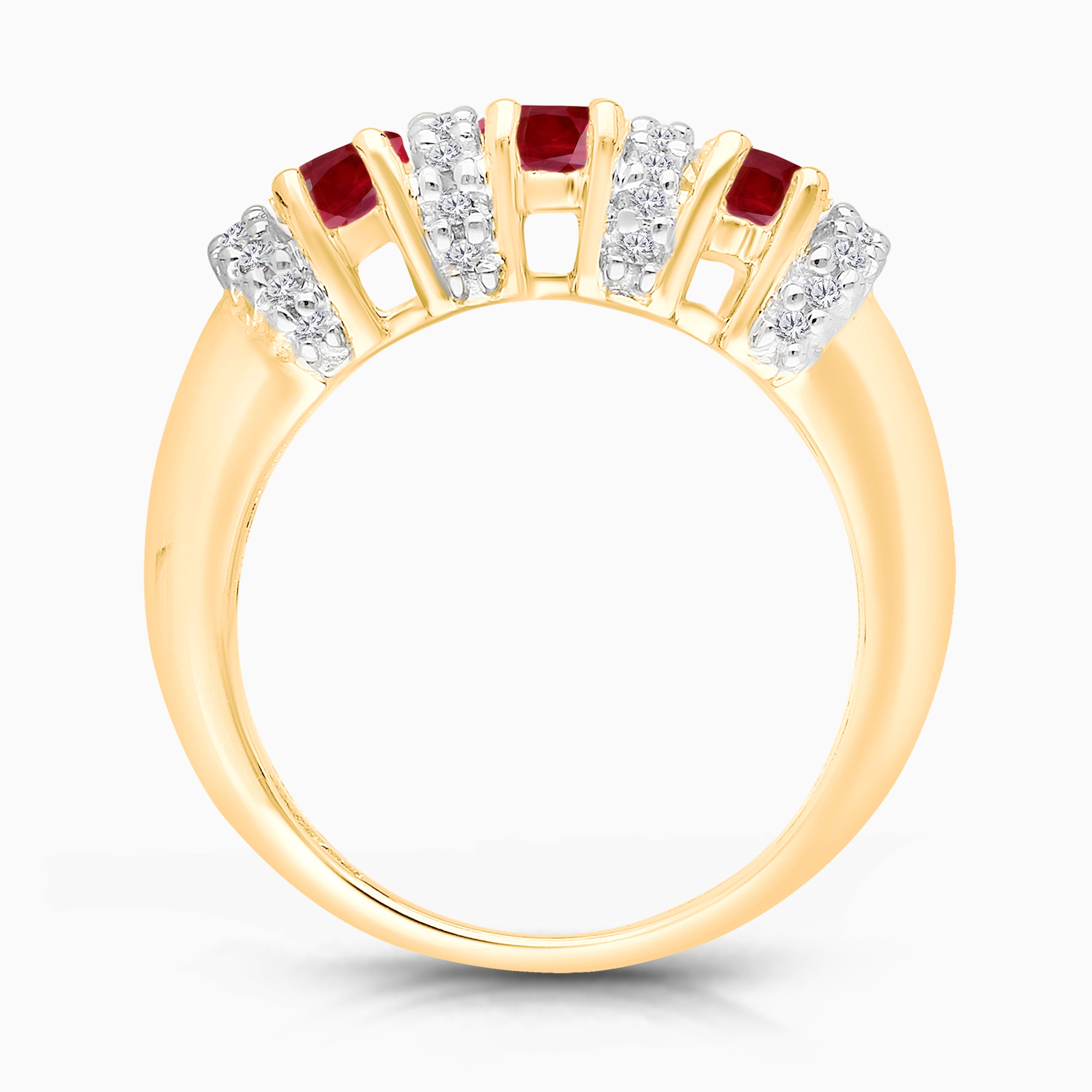 Bold Trio Ruby & Diamond Ring