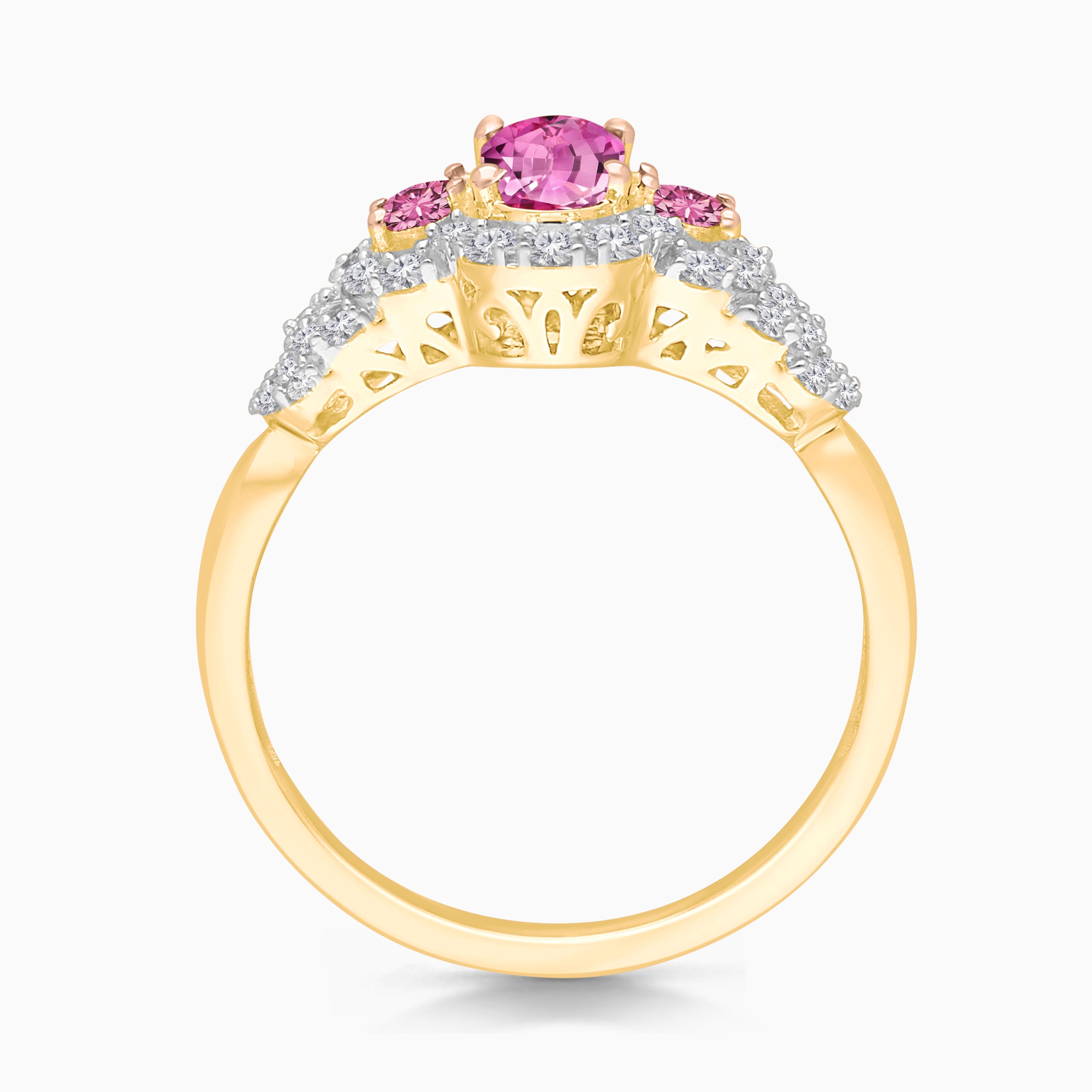 Trio Pink Sapphire & Diamond Ring