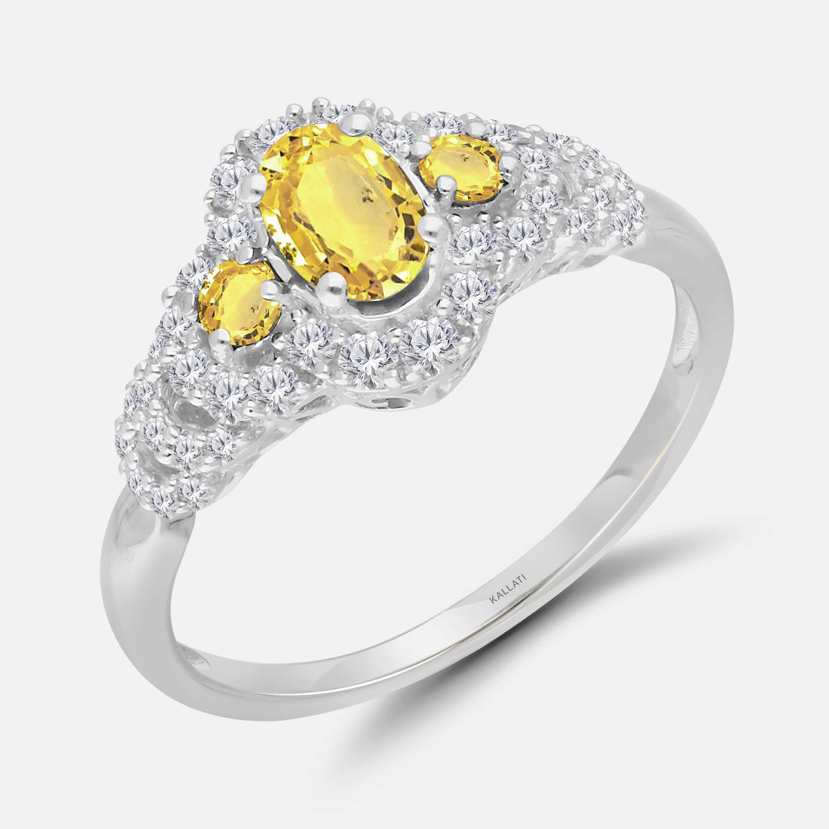 Amber Lit Diamond & Sapphire Ring