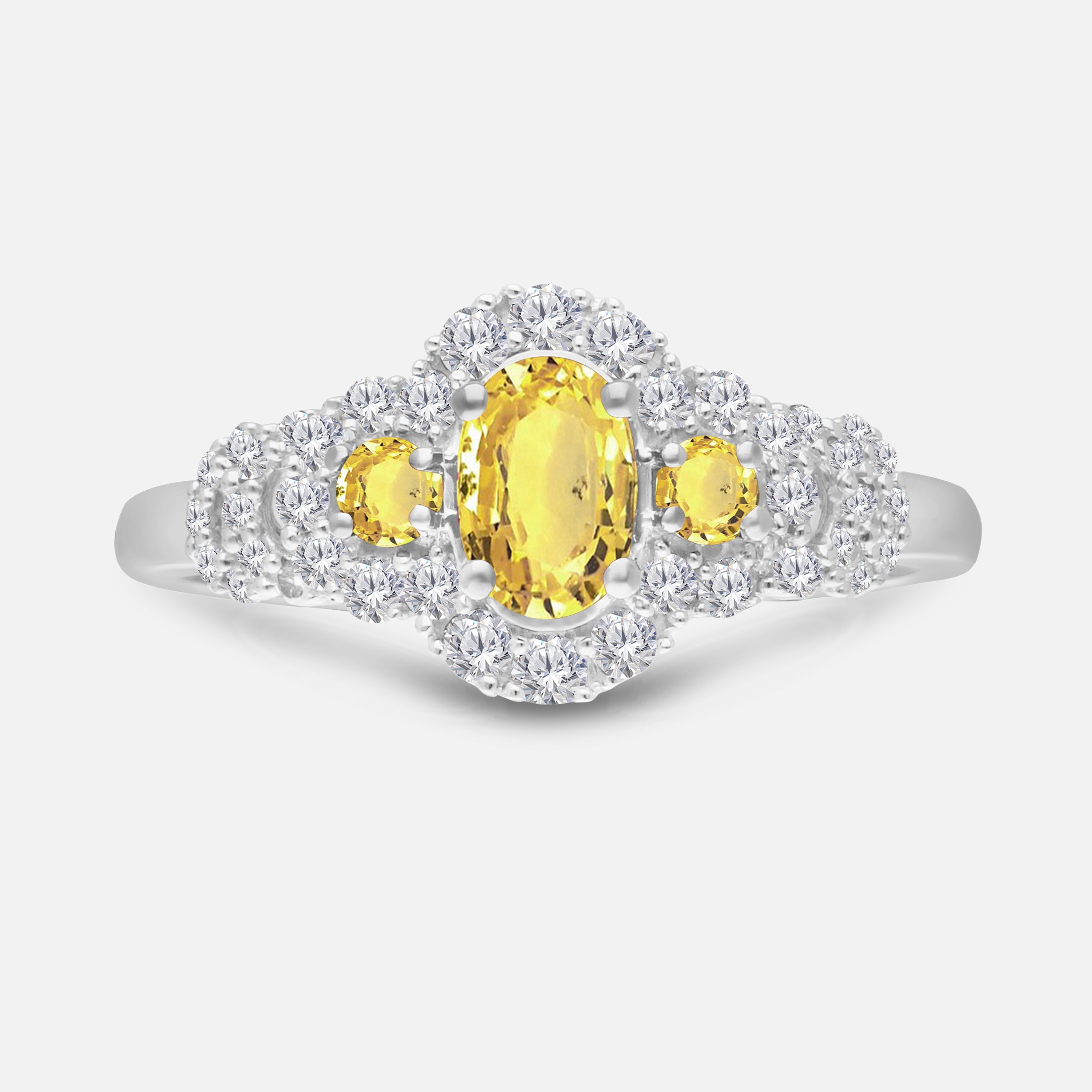 Amber Lit Diamond & Sapphire Ring
