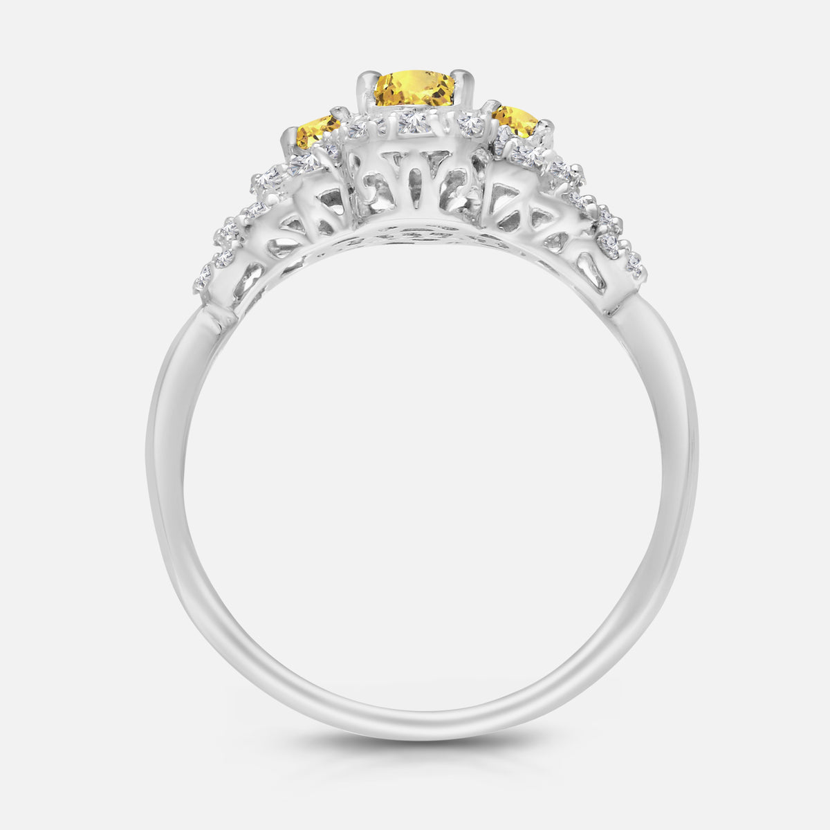 Amber Lit Diamond & Sapphire Ring