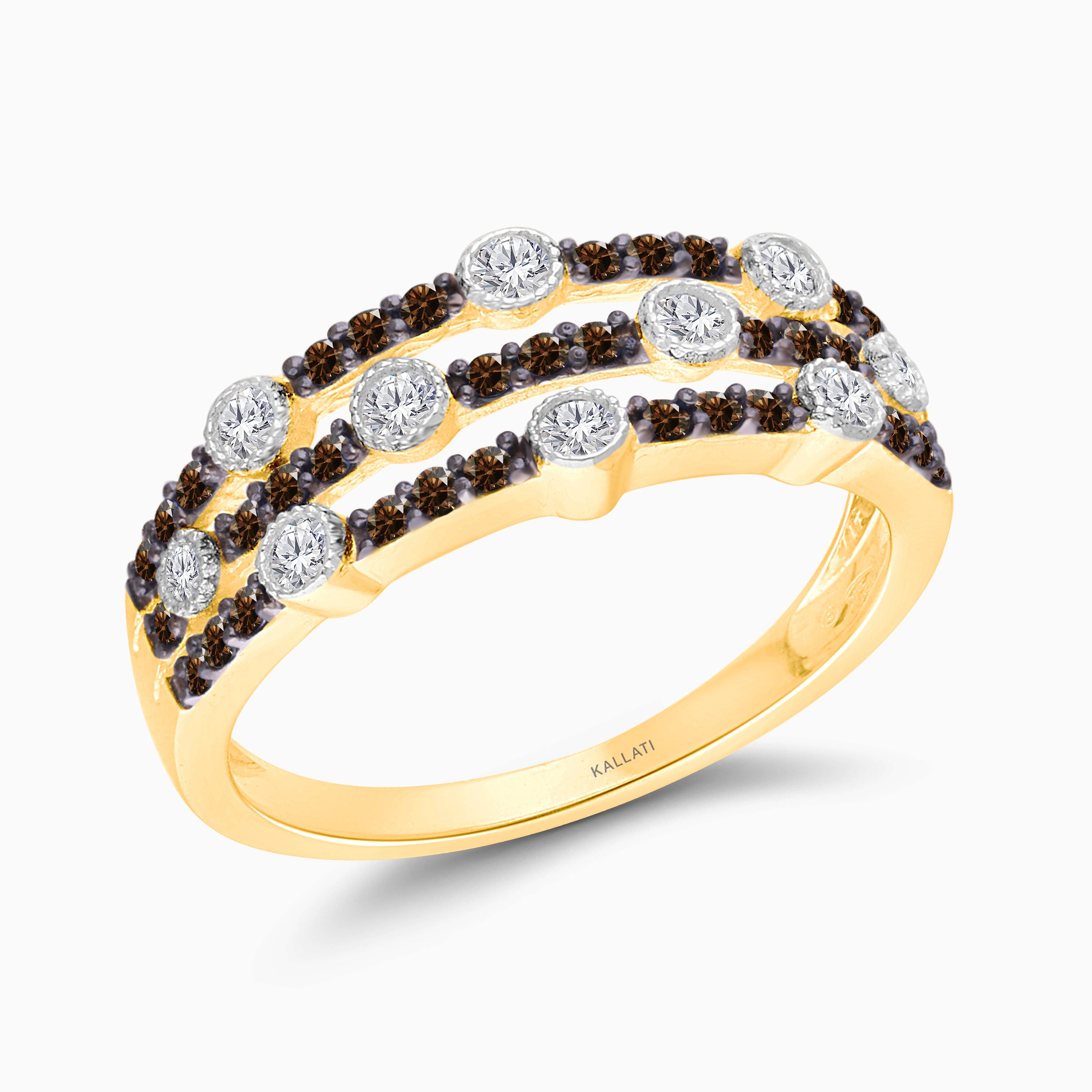 Triple Row Coco & White Diamond Band