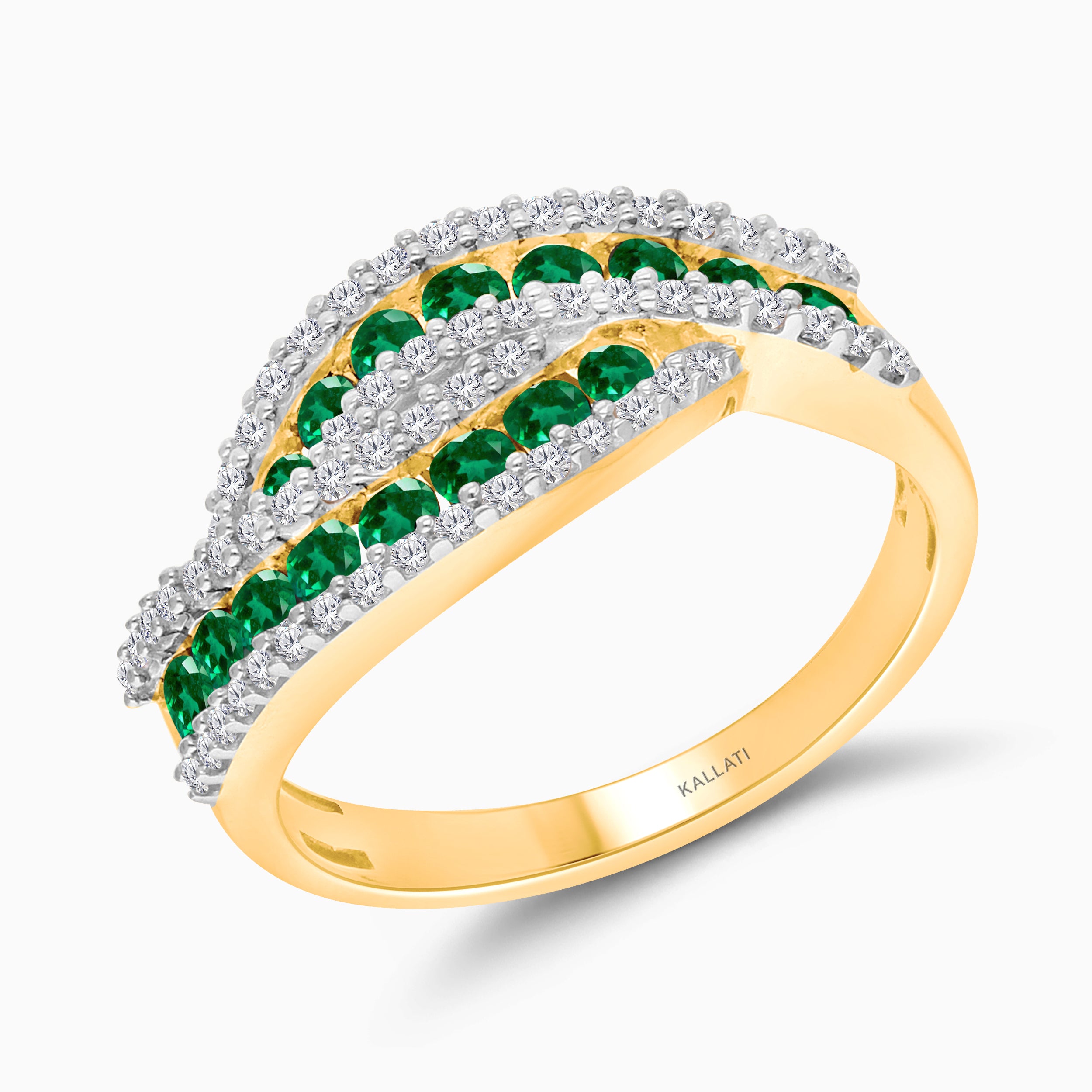 Crossover Emerald & White Diamond Ring