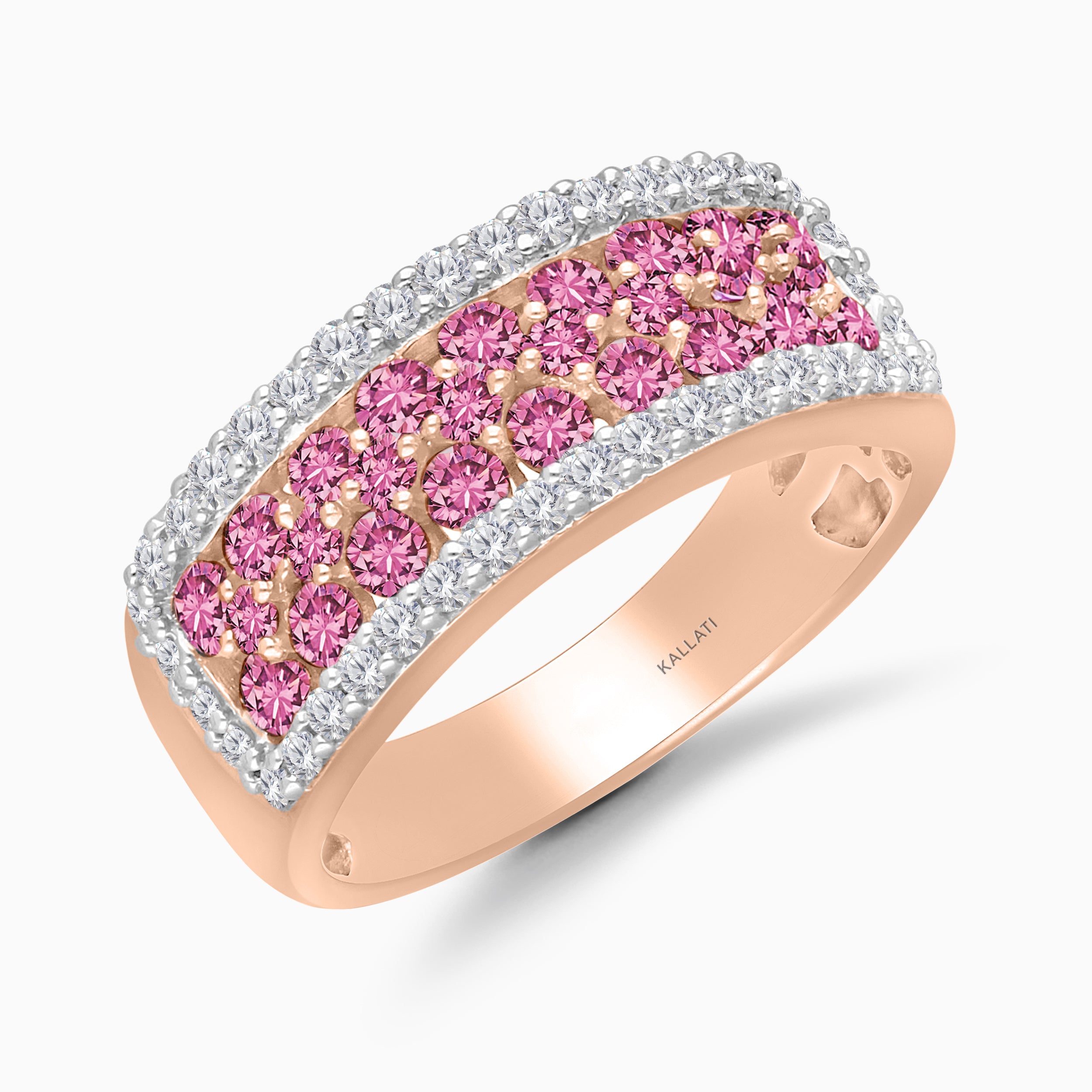 Bold Pink Sapphire & Diamond Band