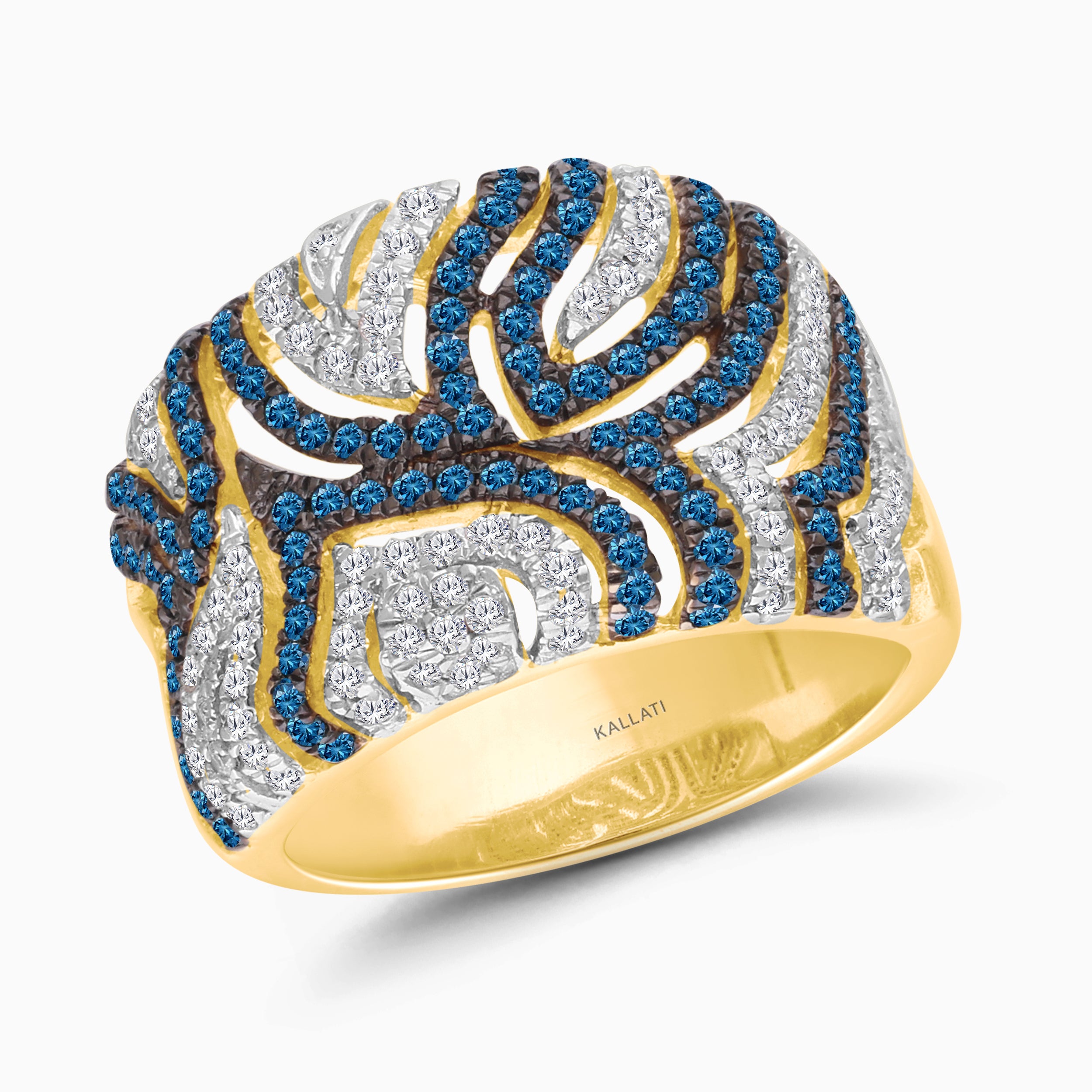 Tiger Striped Blue & White Diamond Ring