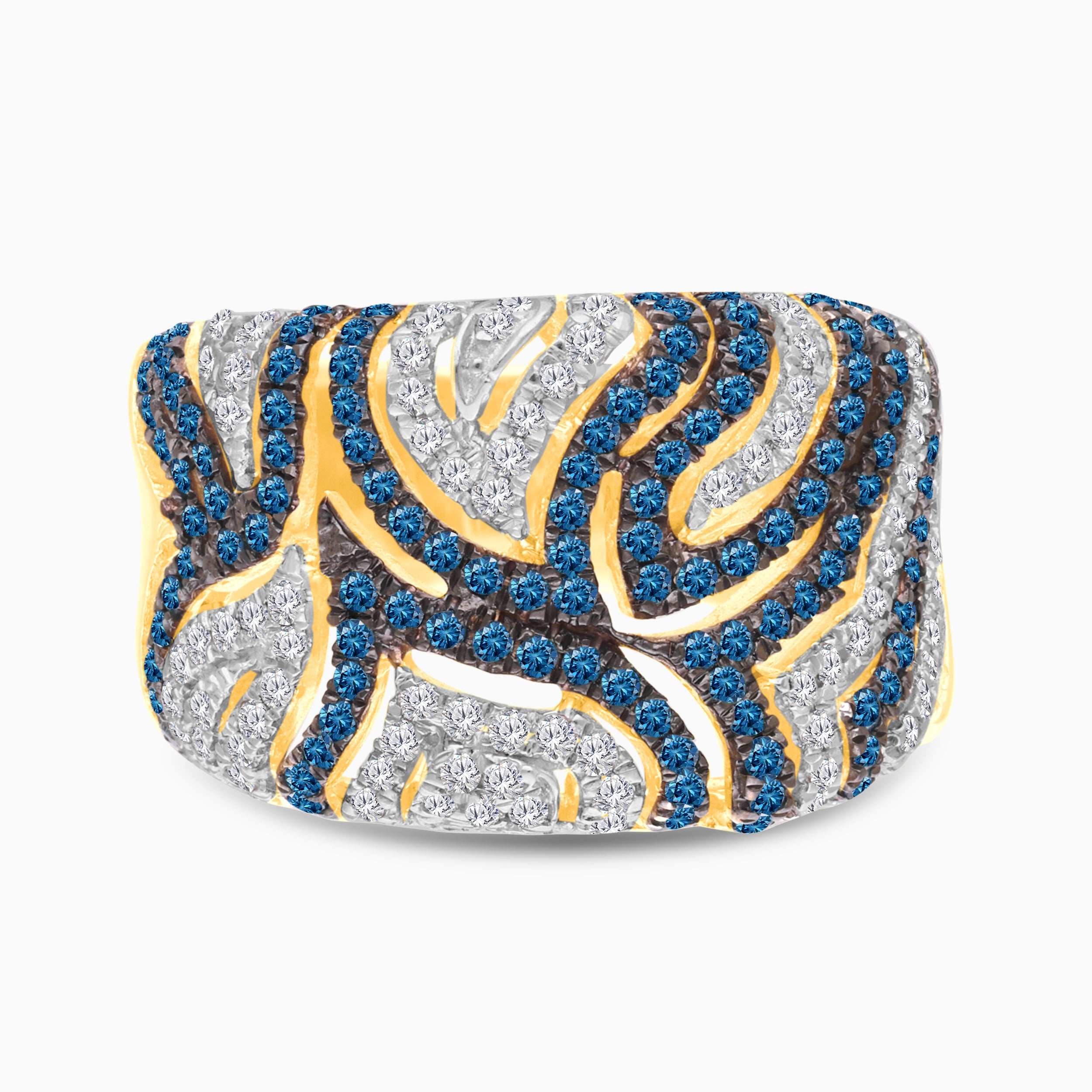 Tiger Striped Blue & White Diamond Ring