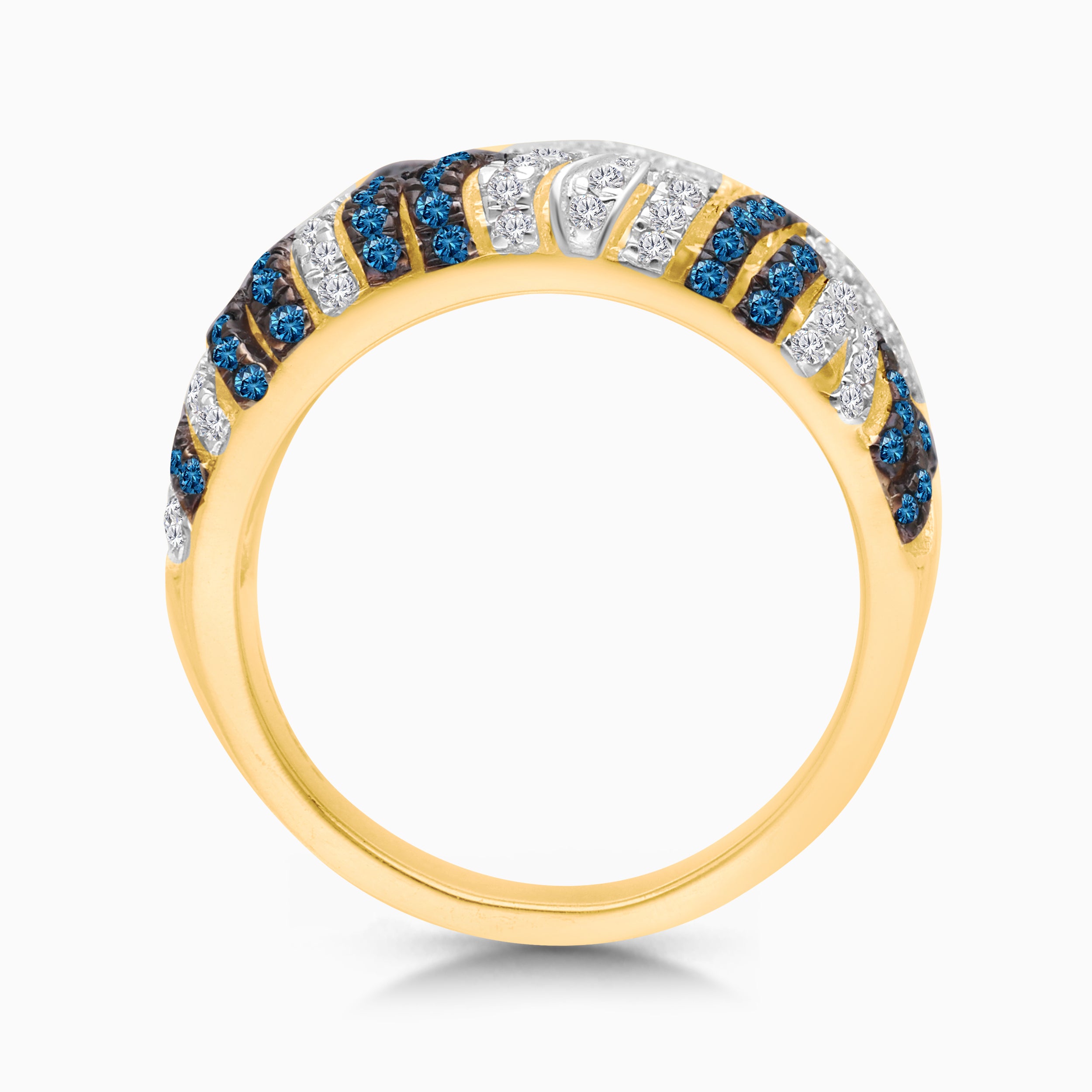Tiger Striped Blue & White Diamond Ring