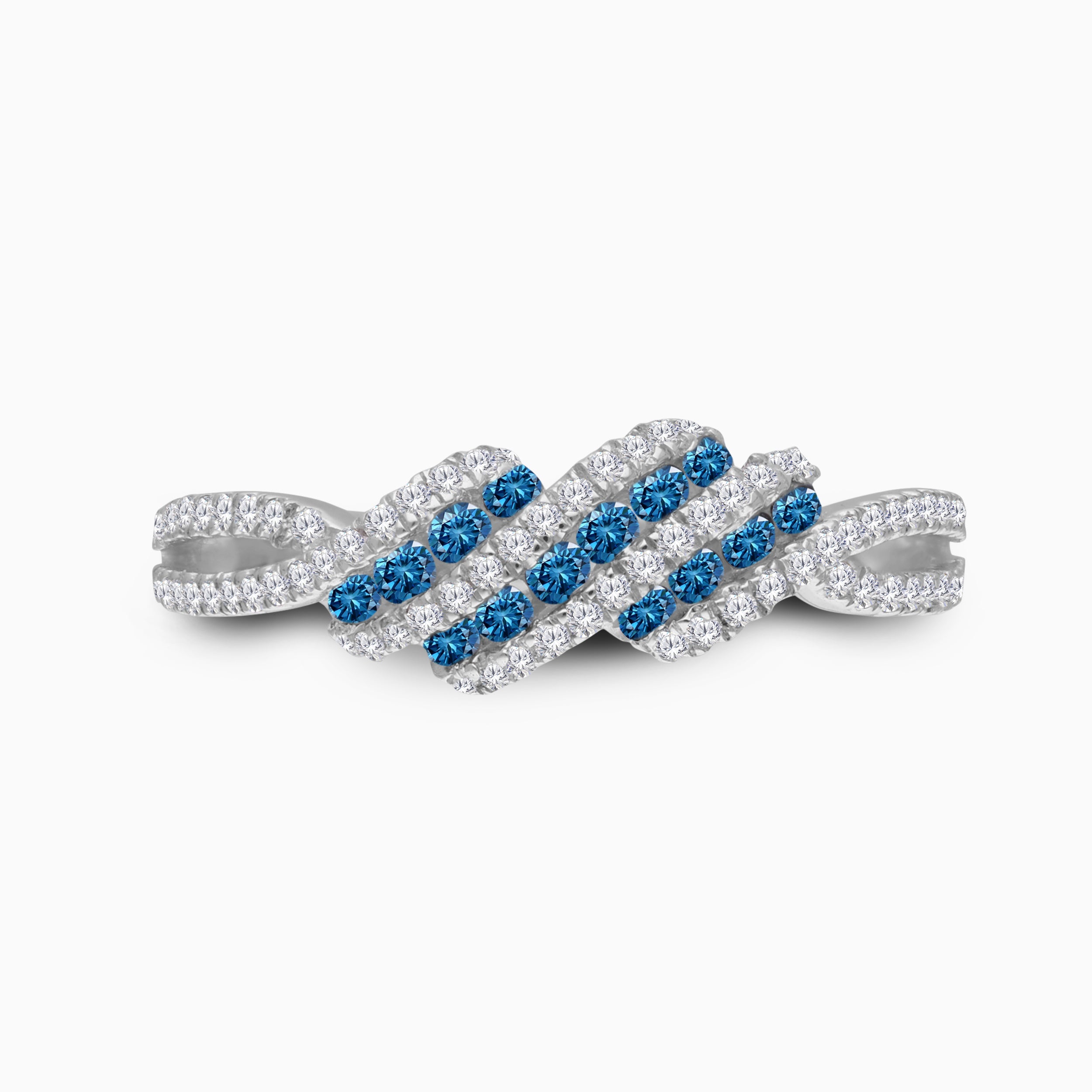 Crossing Waves Blue Diamond Ring