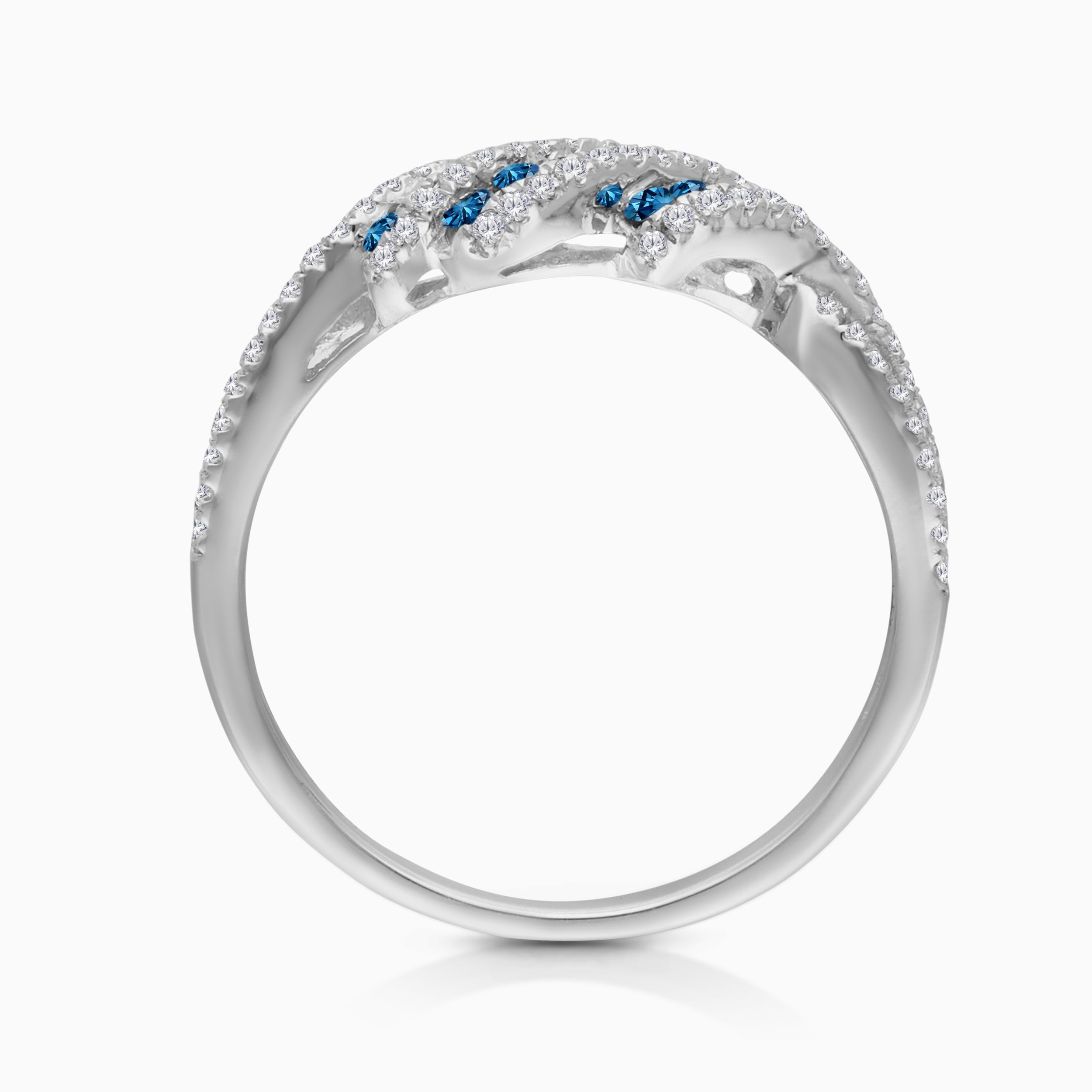 Crossing Waves Blue Diamond Ring