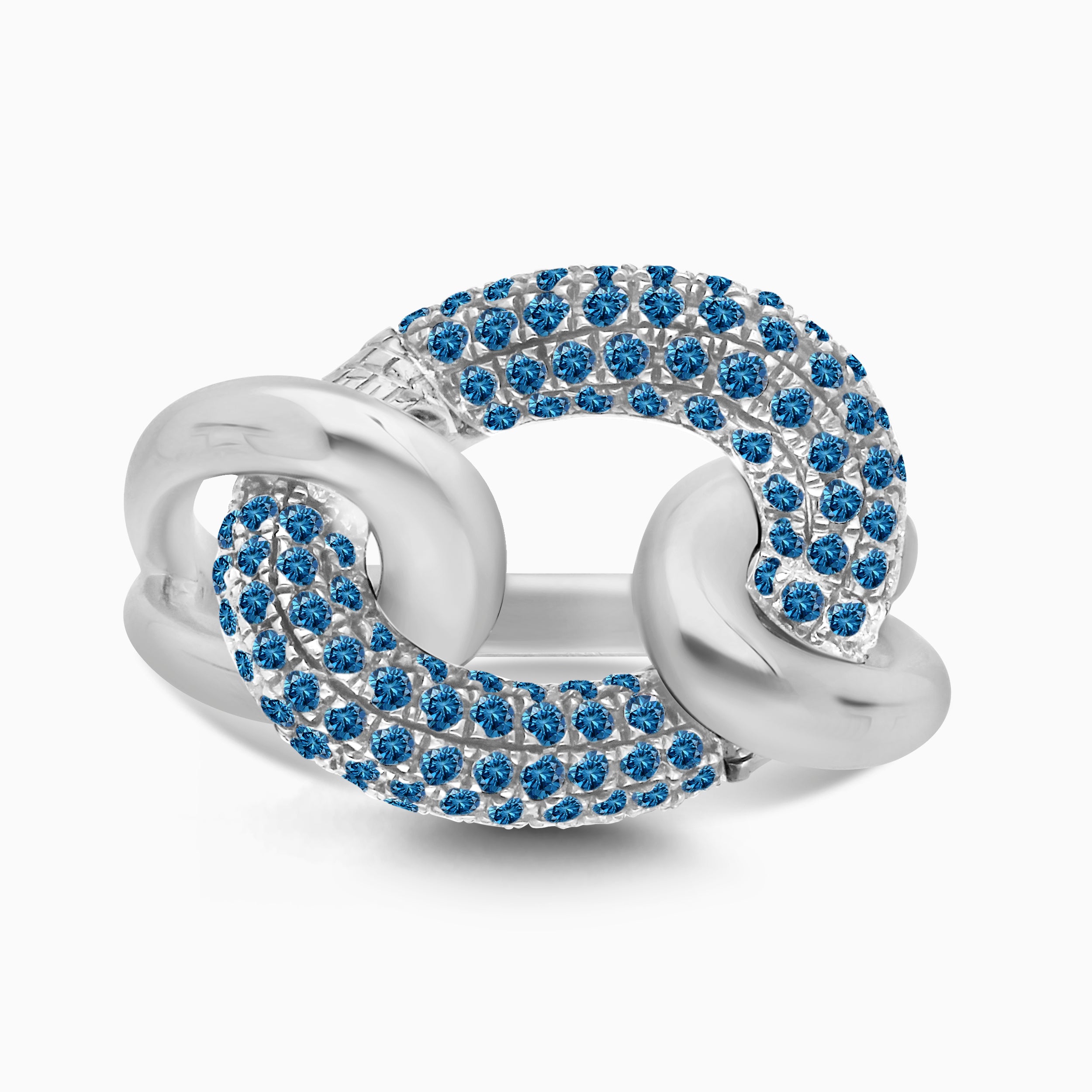 Blue Diamond Open Link Chain Ring