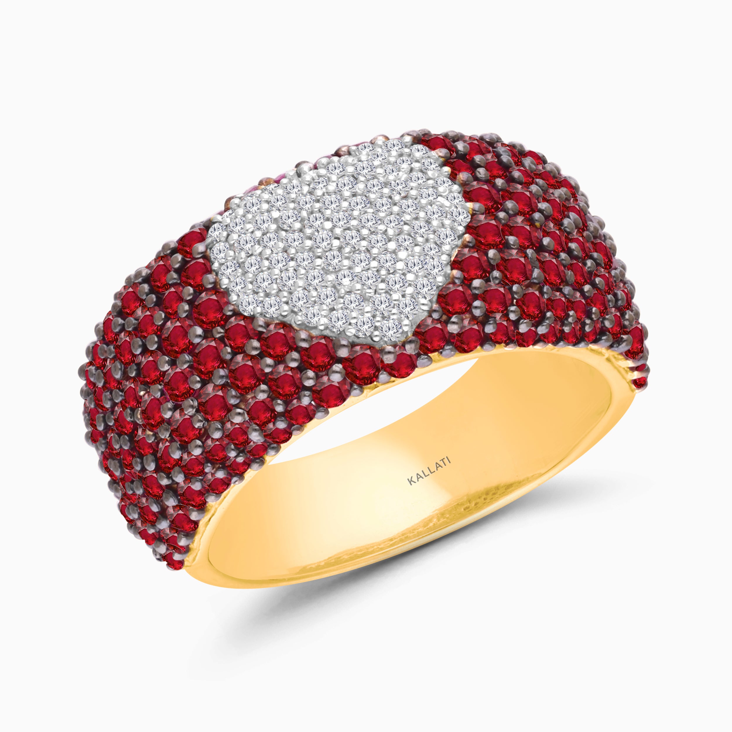 Domed Heart Ruby & Diamond Band