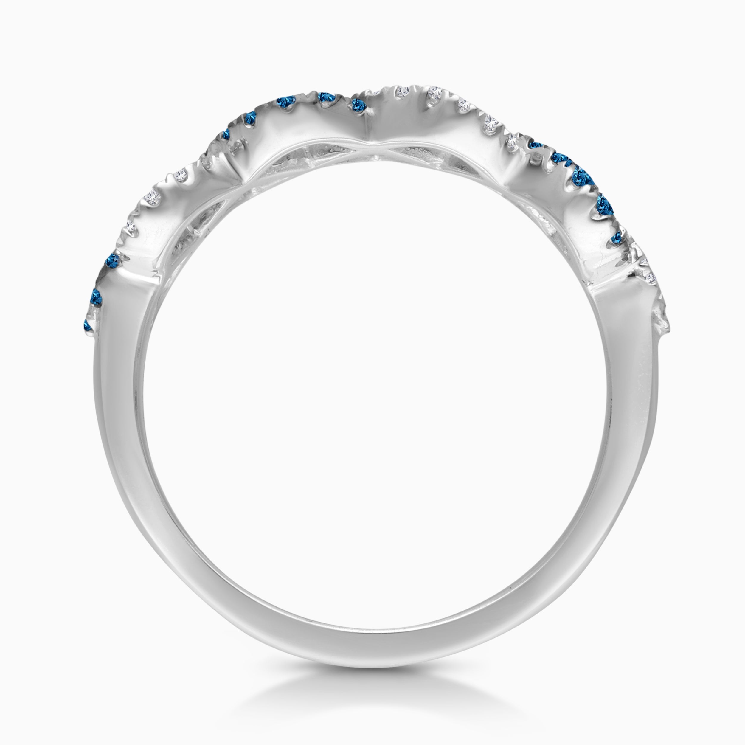 Entwined Blue & White Diamond Ring