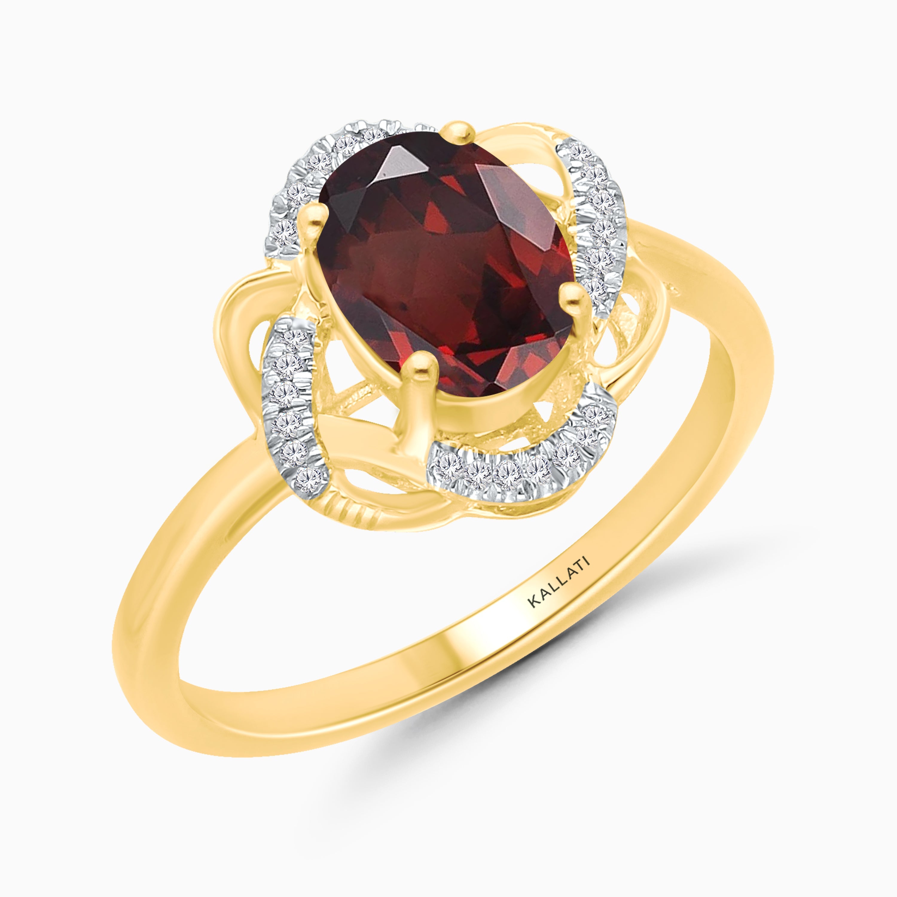 Diamond Garnet Clover Ring Garnet