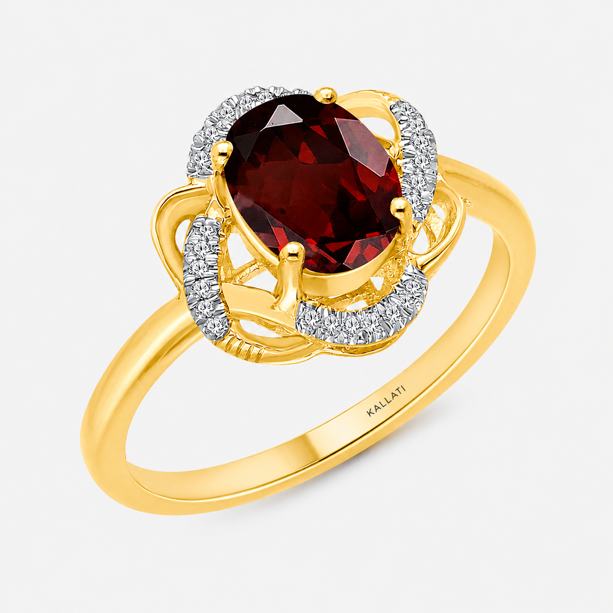 Diamond Garnet Clover Ring Garnet